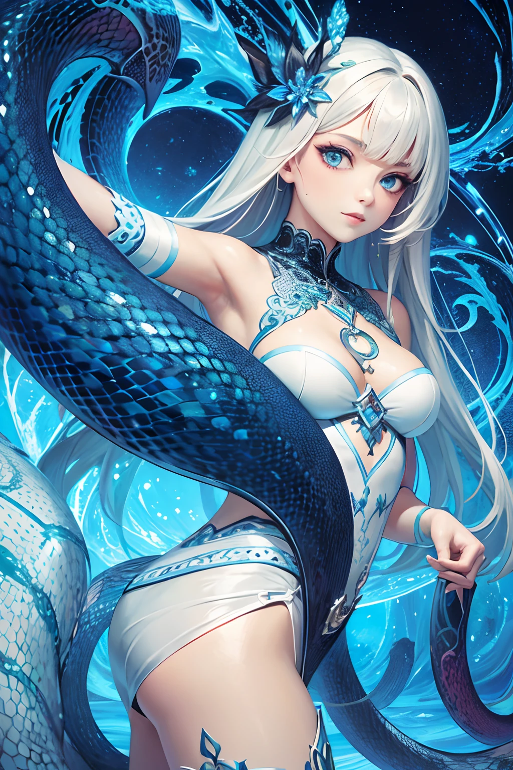 (tmasterpiece,top Quority,best qualtiy,offcial art,Beauty and aesthetics:1.2),(1girl),Extremely detailed,(s fractal art:1.3),extremely colorful,Most detailed,serpent