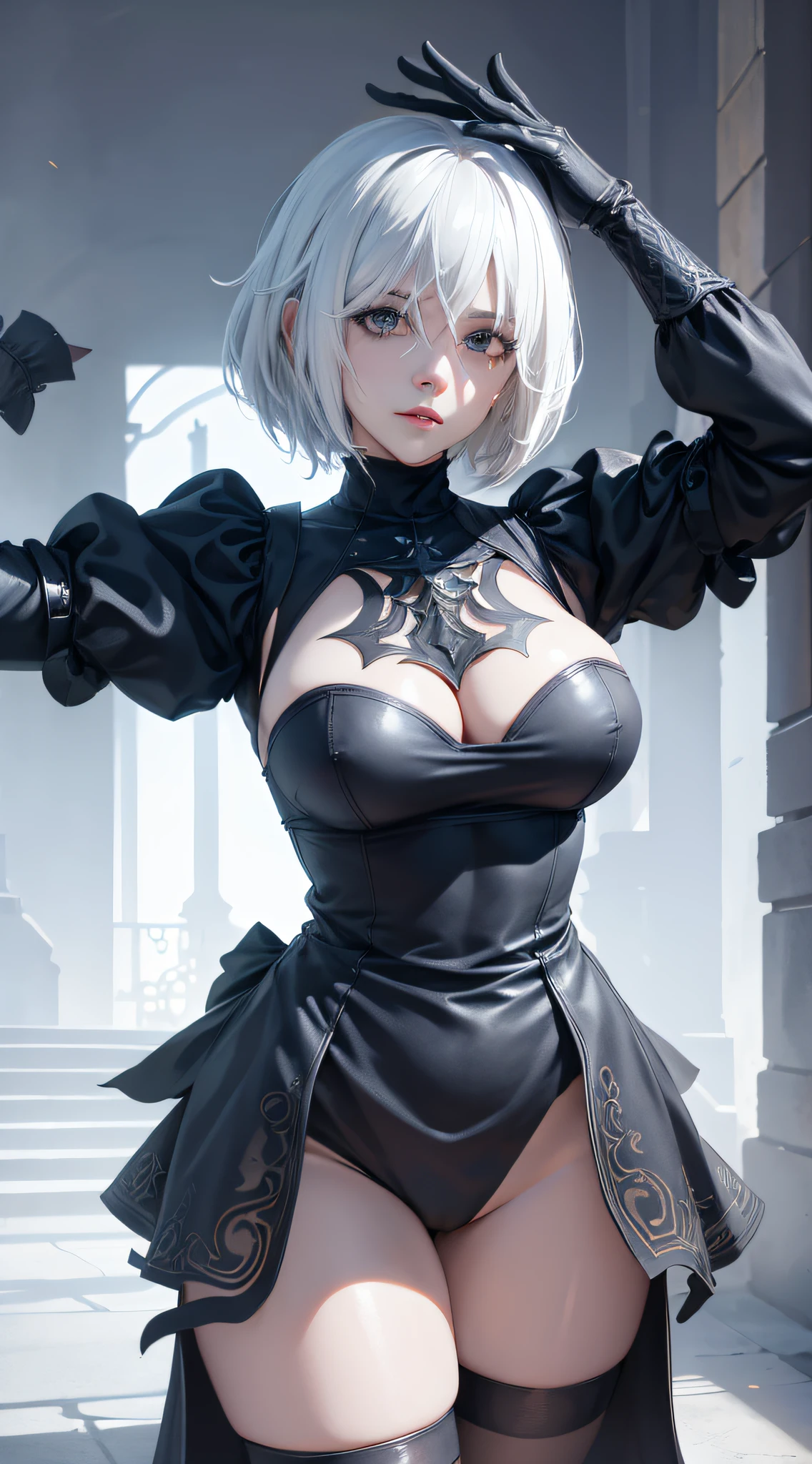 (Detailed face and eyes:1.3),
n_2b,White background,inky,White marble statue,from waist up,Big breasts,
ultra-detailliert,(hight resolution:1.1),Best Quality,(masutepiece:1.3),Cinematic lighting,