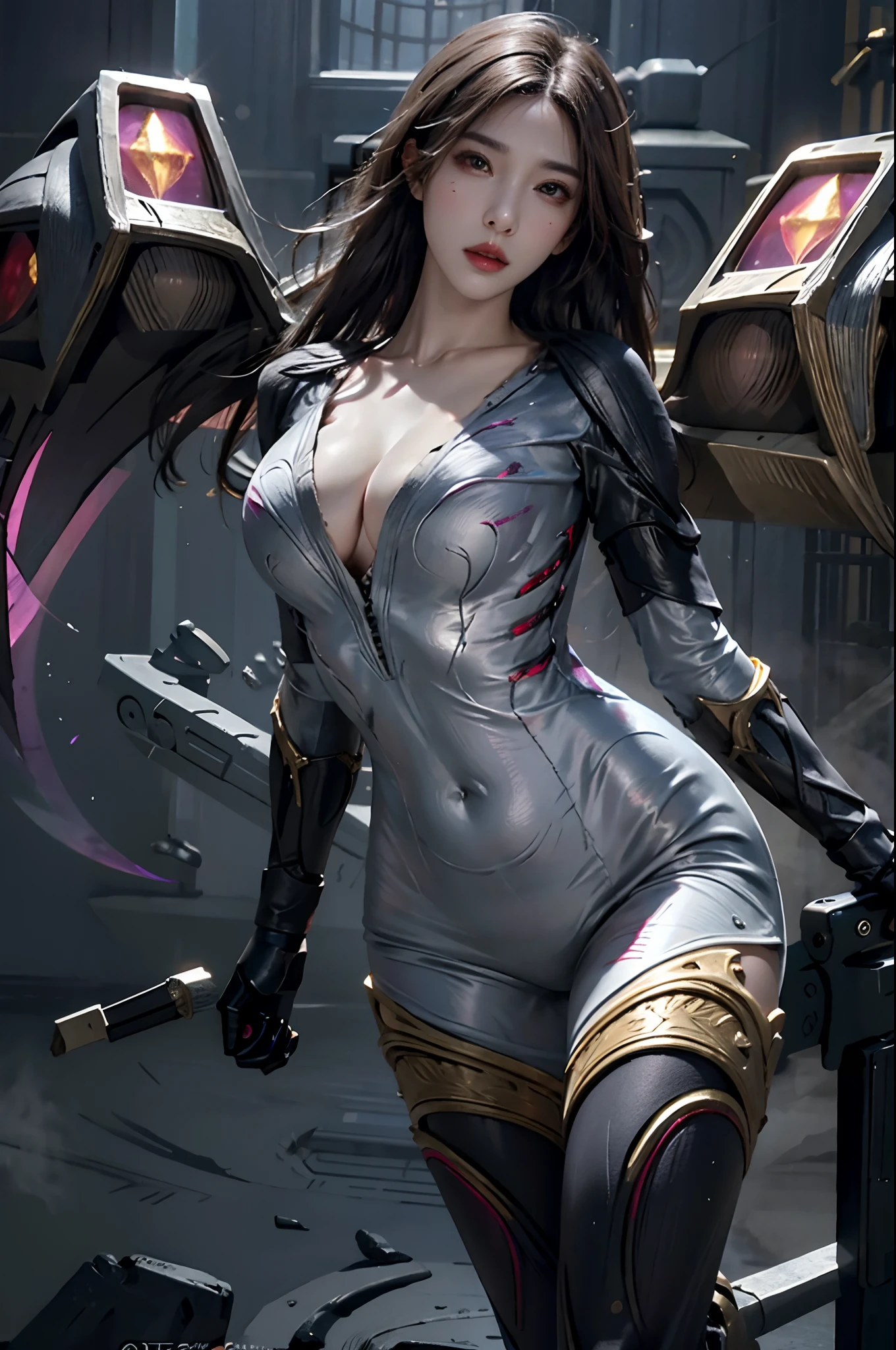 photorealistic, high resolution, 1women, solo, hips up, look at viewer, (detailed face), kai'sa, void wings