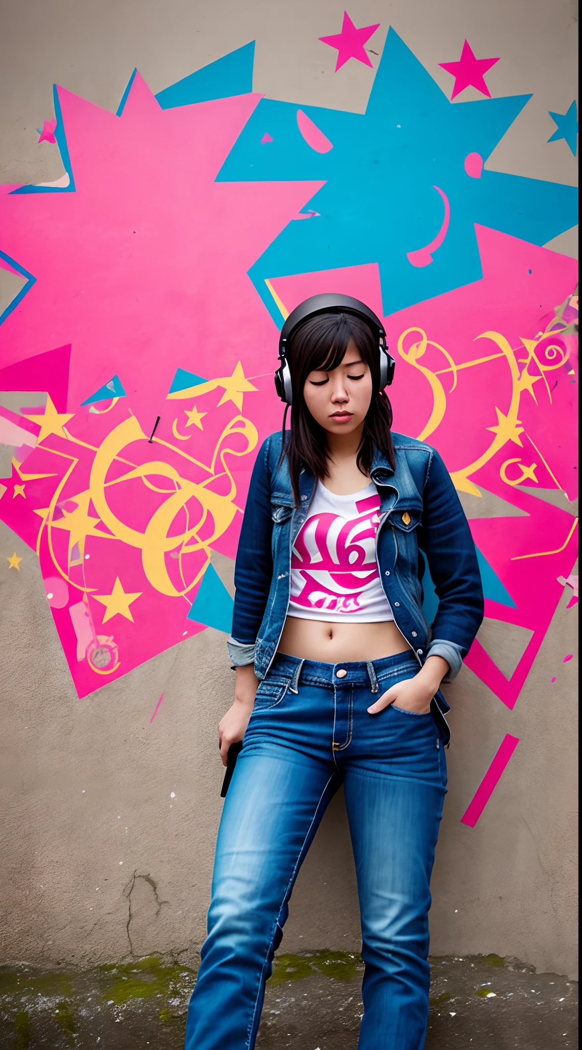 jane_noexist, 1girl, gamer,earphones, Jeans, Japan, Stars, Complex background , Street , graffiti
volumetric, dramatic lighting, lens flare,
Photorealistic, Masterpiece, Best Quality