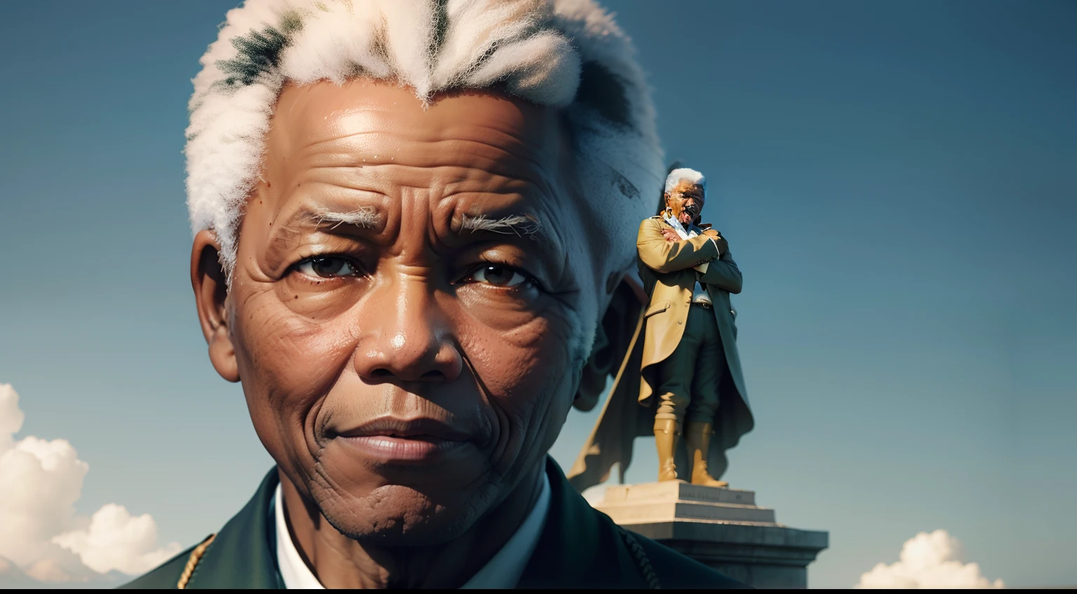 Nelson Mandela standing strong, an icon of conquering fear