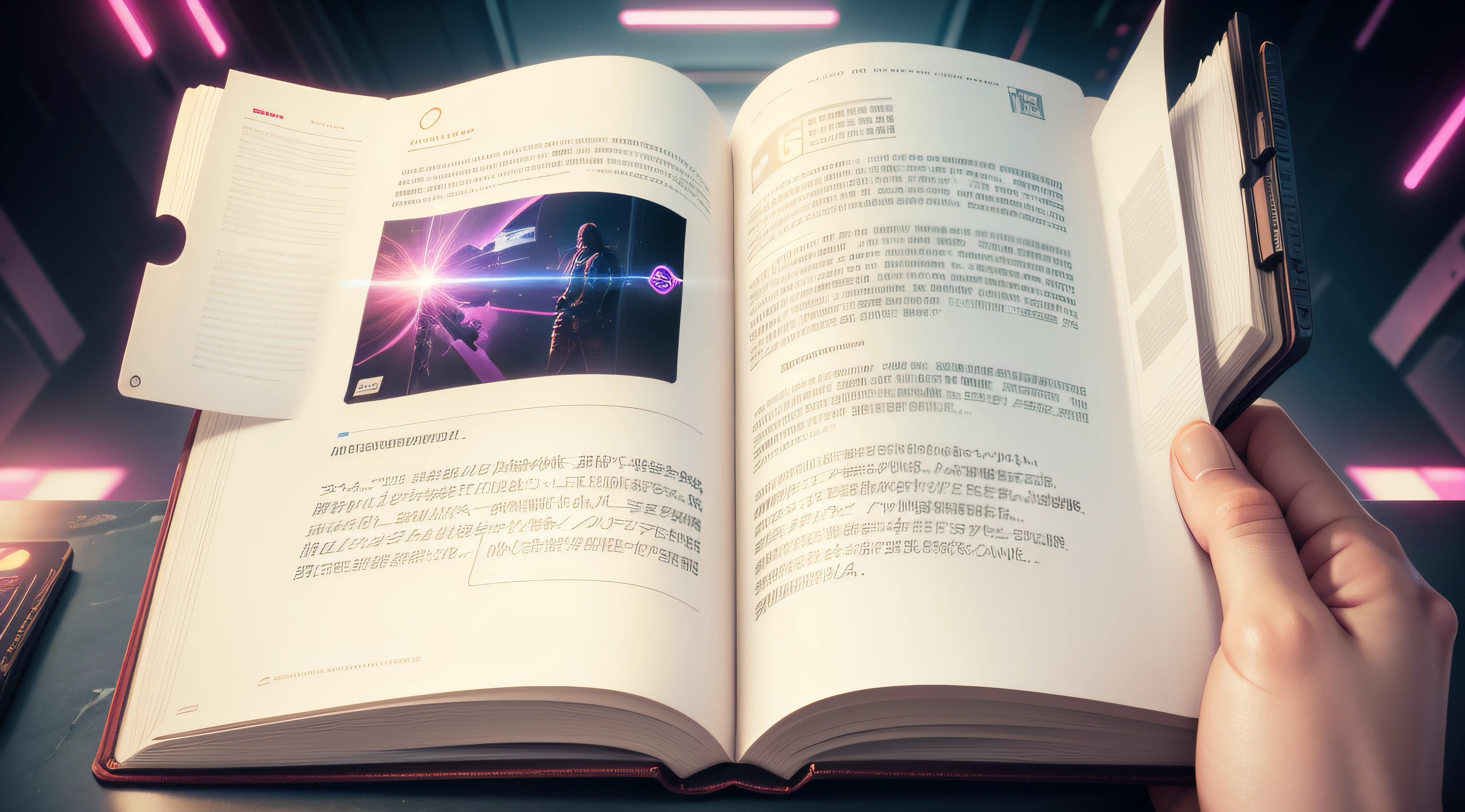 open book, cyberpunk