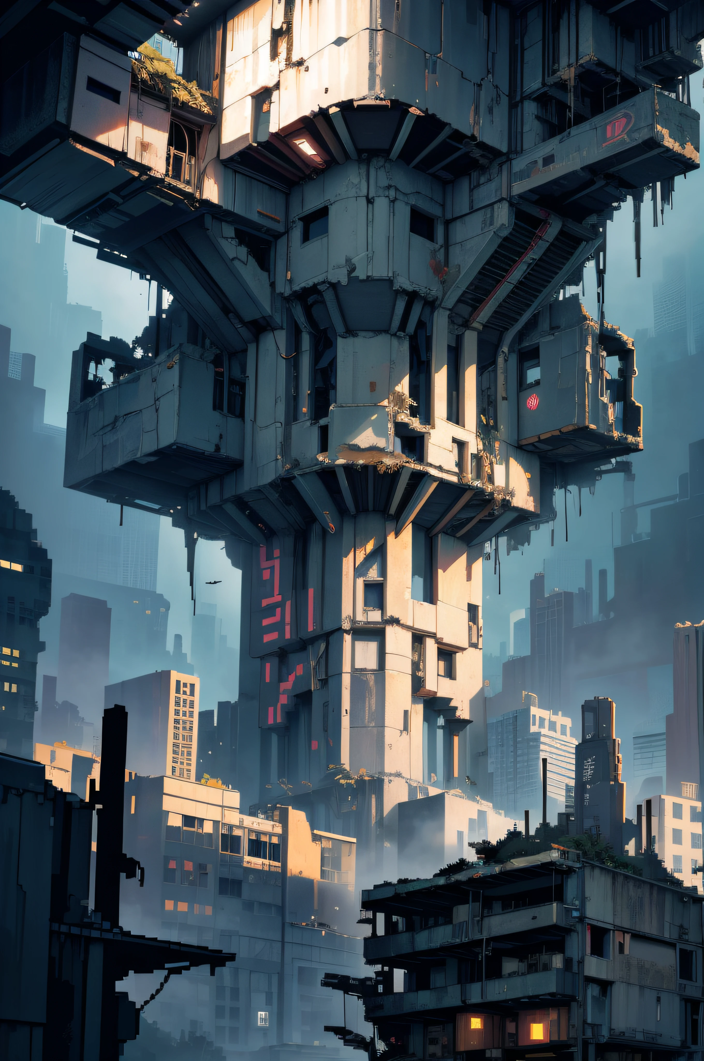 A panoramic of a destroyed and ruined city, dark sky, cyberpunk, future, centered, high quality, high detailed, 24-bit pixel art, sega dreamcast bitmap image, clean pixel art