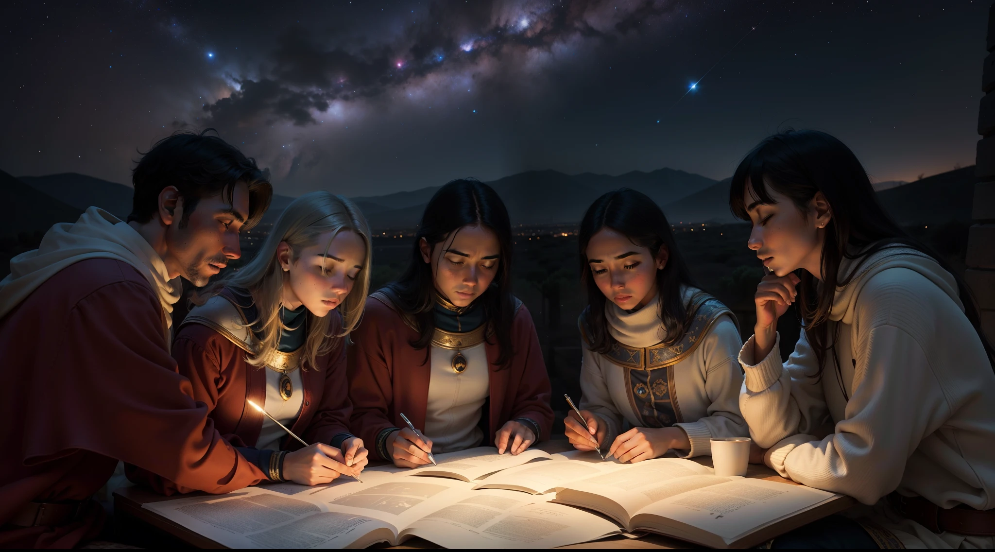 Astronomers studying the stars and cosmos above ancient Texcoco