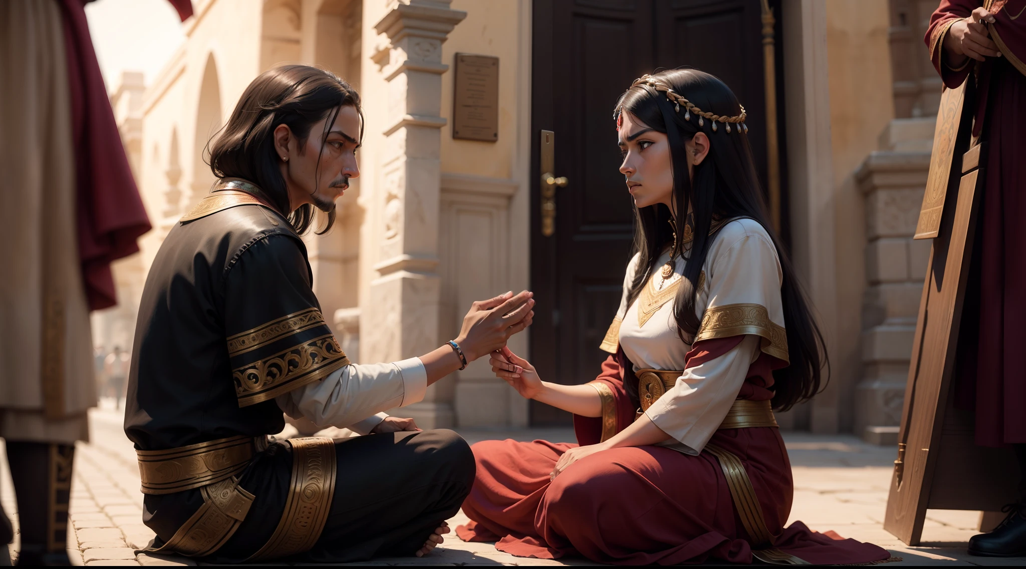 Nezahualcóyotl justly mediating a dispute between citizens