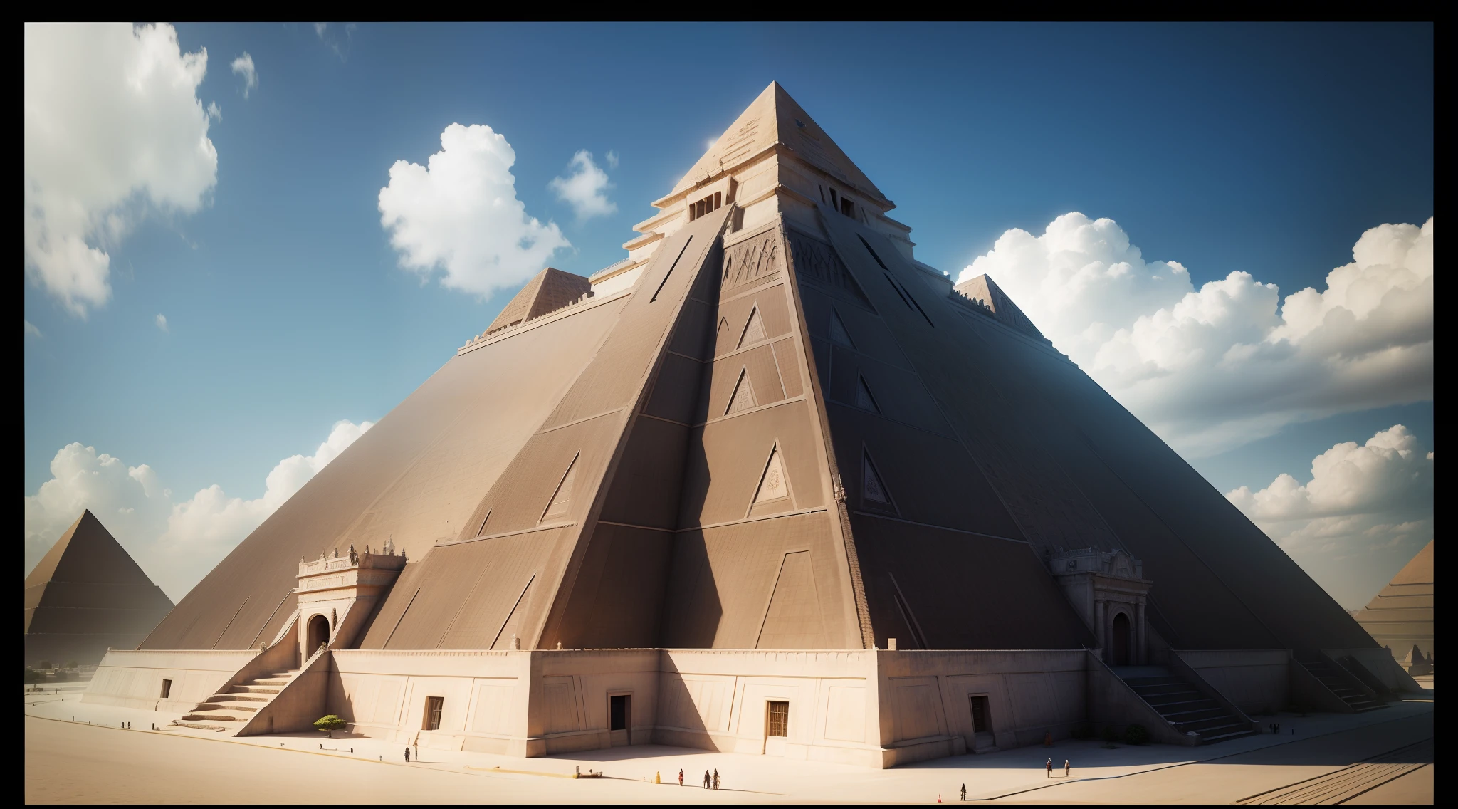 The grand pyramids and architecture of Texcoco, digital rendering