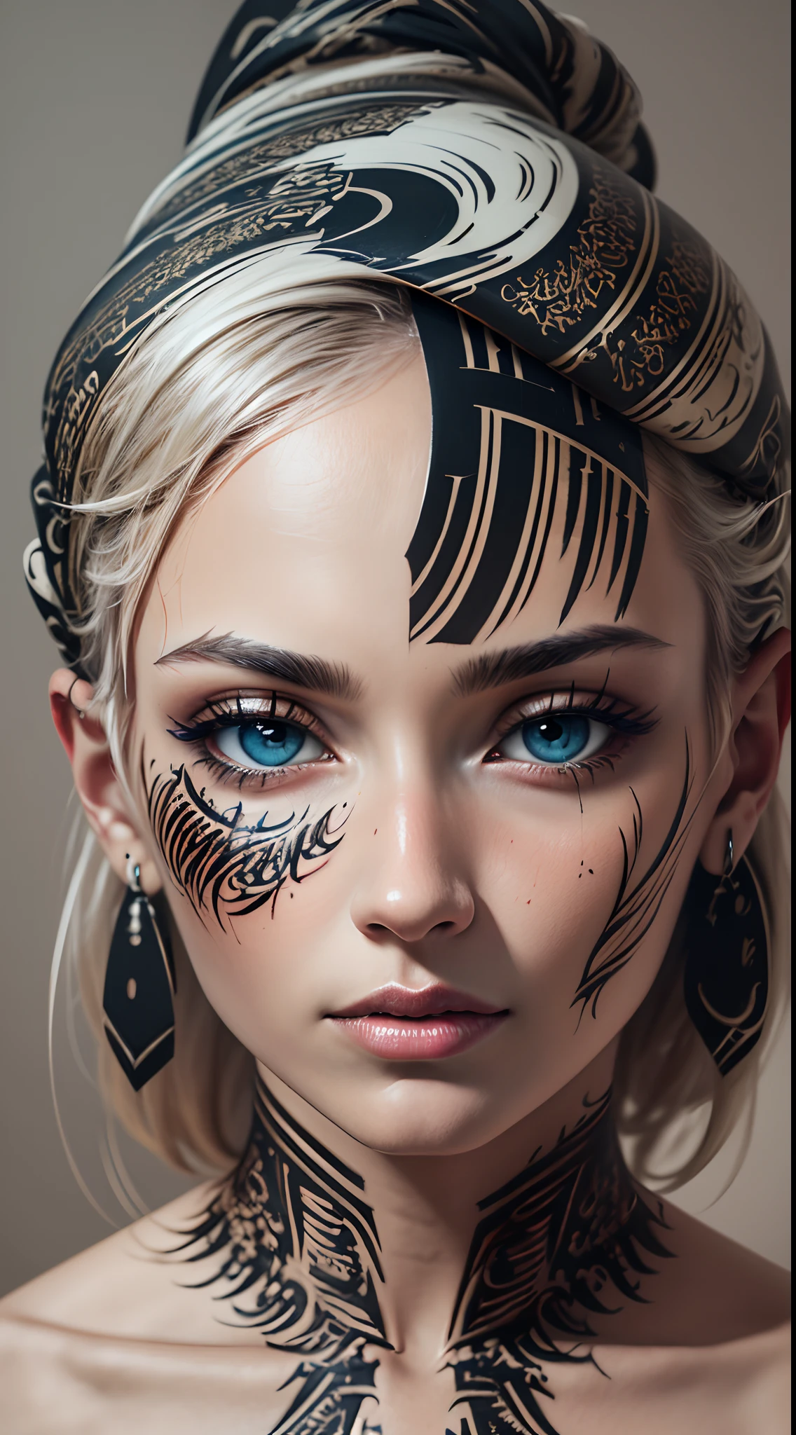 masterpiece, calligraphy art, calligraphy, modern art, brush strokes, intricate face macro, close up, perfect face , natural skin, surreal, fashion photography, abstract, absurd resolution