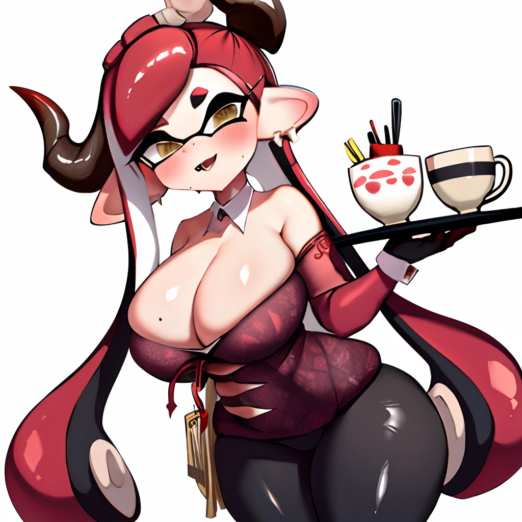 Big tits, sexy, red inkling with big horns, pretty, cute