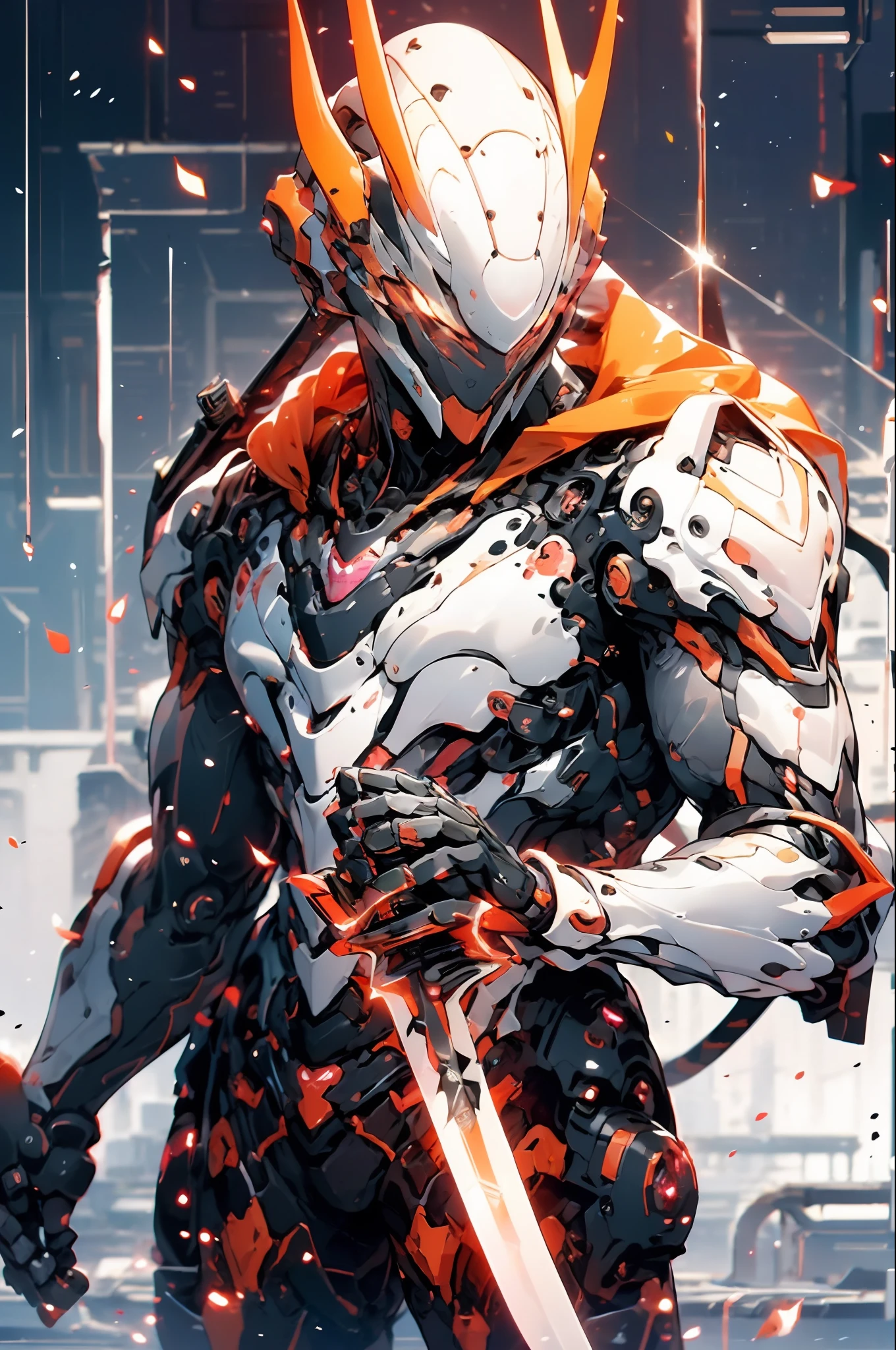 a close up of a robot with a sword in its hand, sharp silver armor fuchsia skin, detailed key anime art, in opal armor, dressed in light armor, streamlined pink armor, shining pink armor, sliver ice color reflected armor, official anime artwork, slick pink armor, detailed anime artwork, clothed in ethereal battle armor