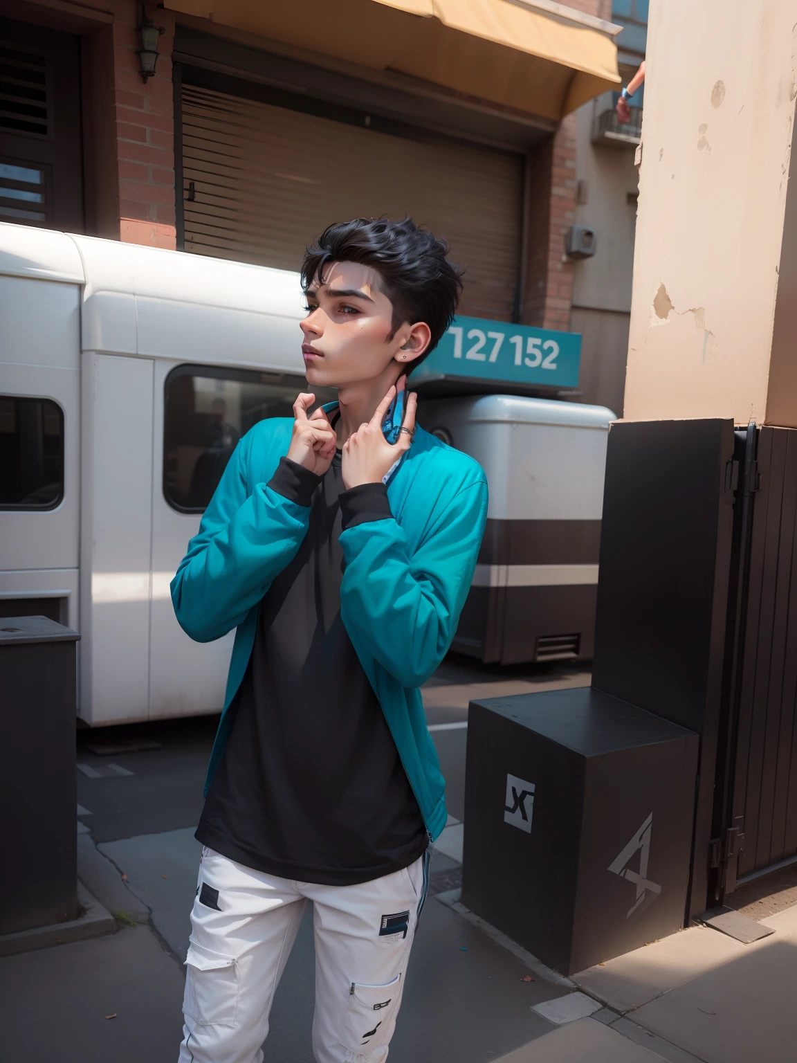 Stylish boy, realstik face,t'shart and pant and shoes change, orginal face
