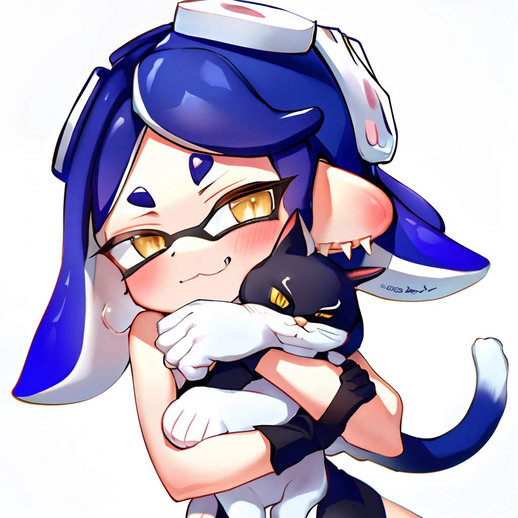 Cute inkling hugging cat