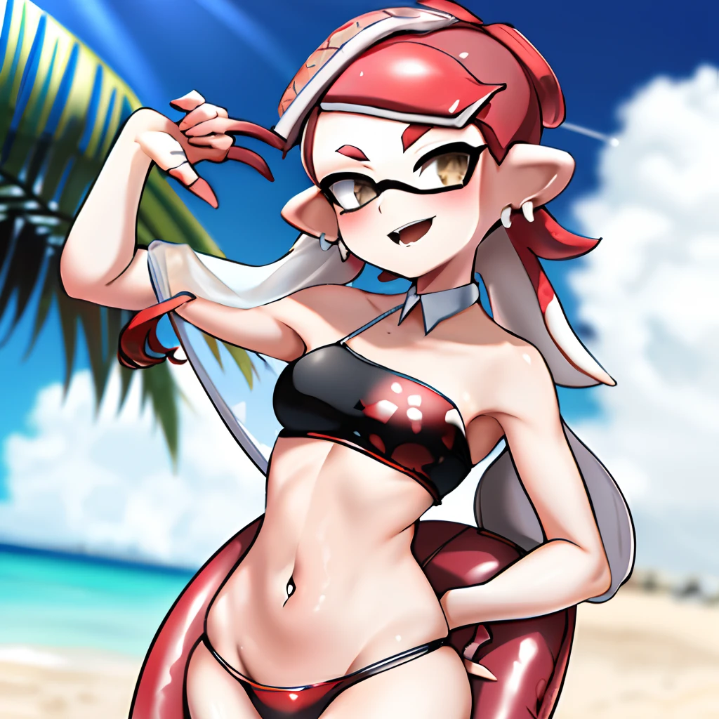 Red inkling in bikini at the beach