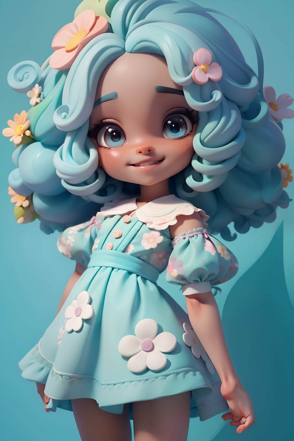 menio, roupa floral em aquarela , menina meihos delicados, cabelo colorido, sorriso delicado, fundo simples e branco