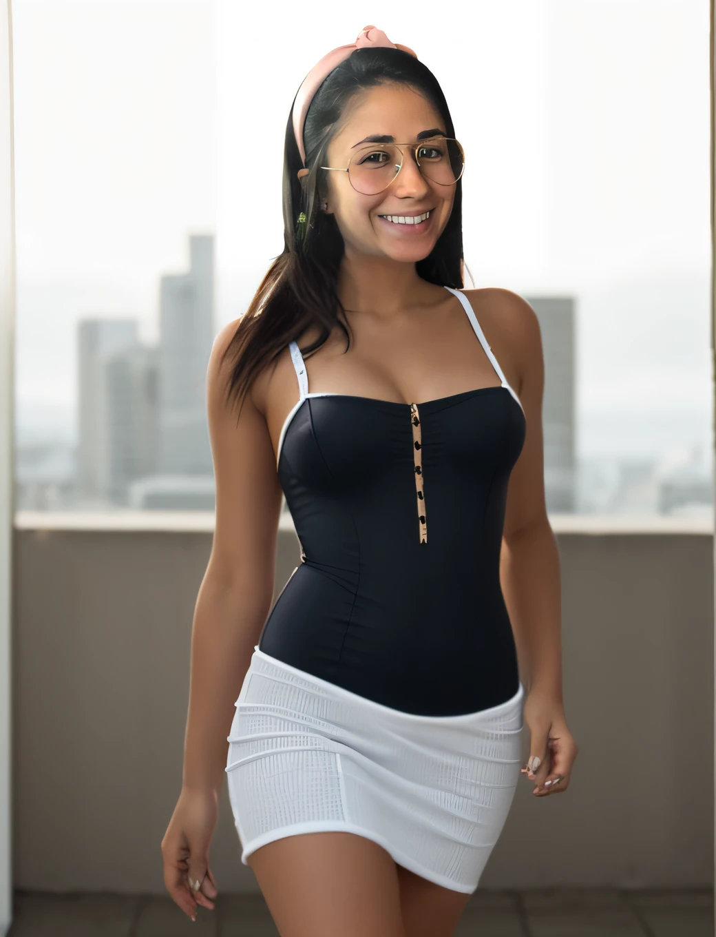 white suspenders, no bra, sem calcinha, mini vestido branco, peitos grandes, pele branca