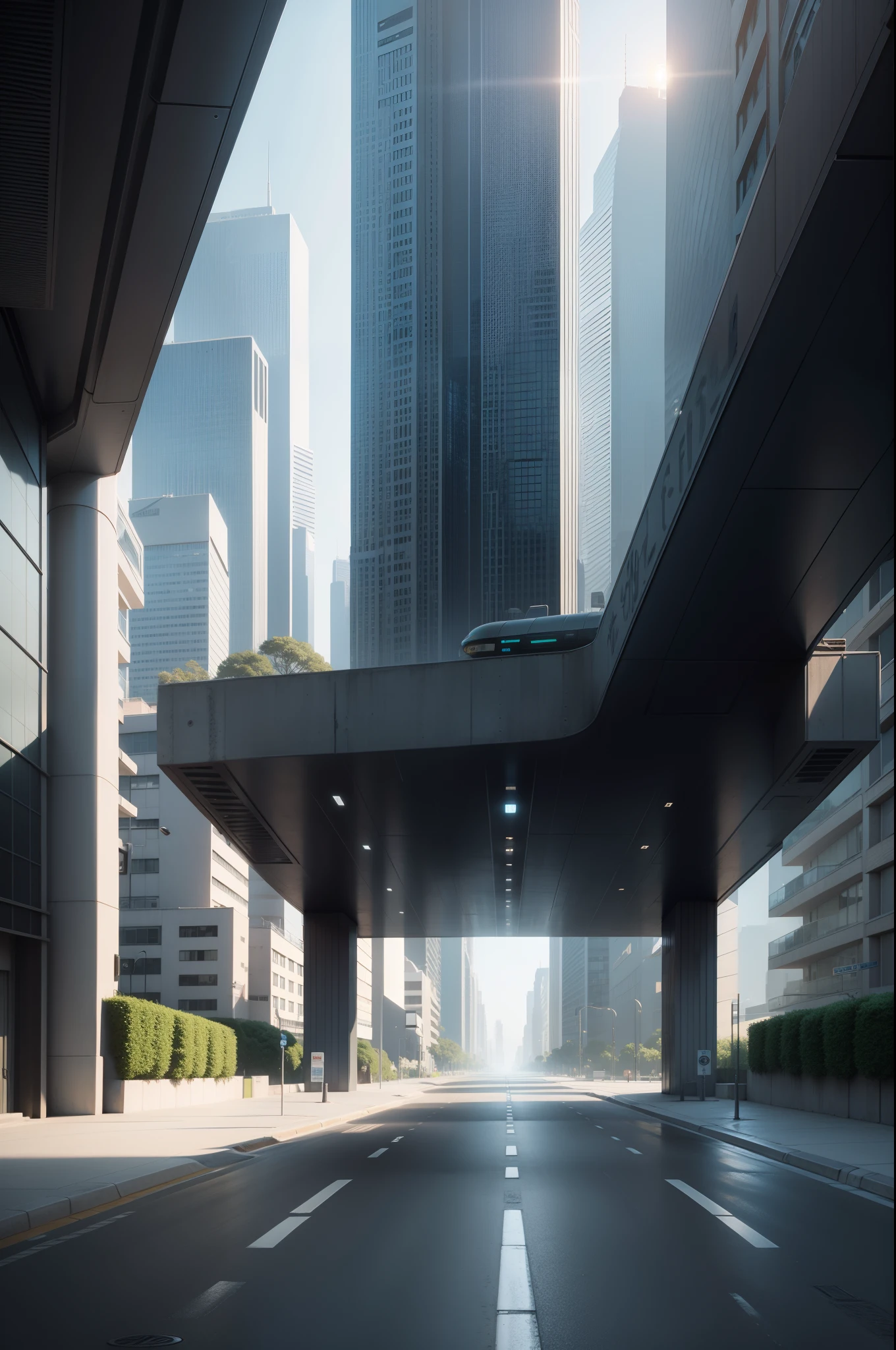 futuristic empty street in space, ultra realistic, ultra detailed, 8k, photorealistic, highly detailed, cinematographic