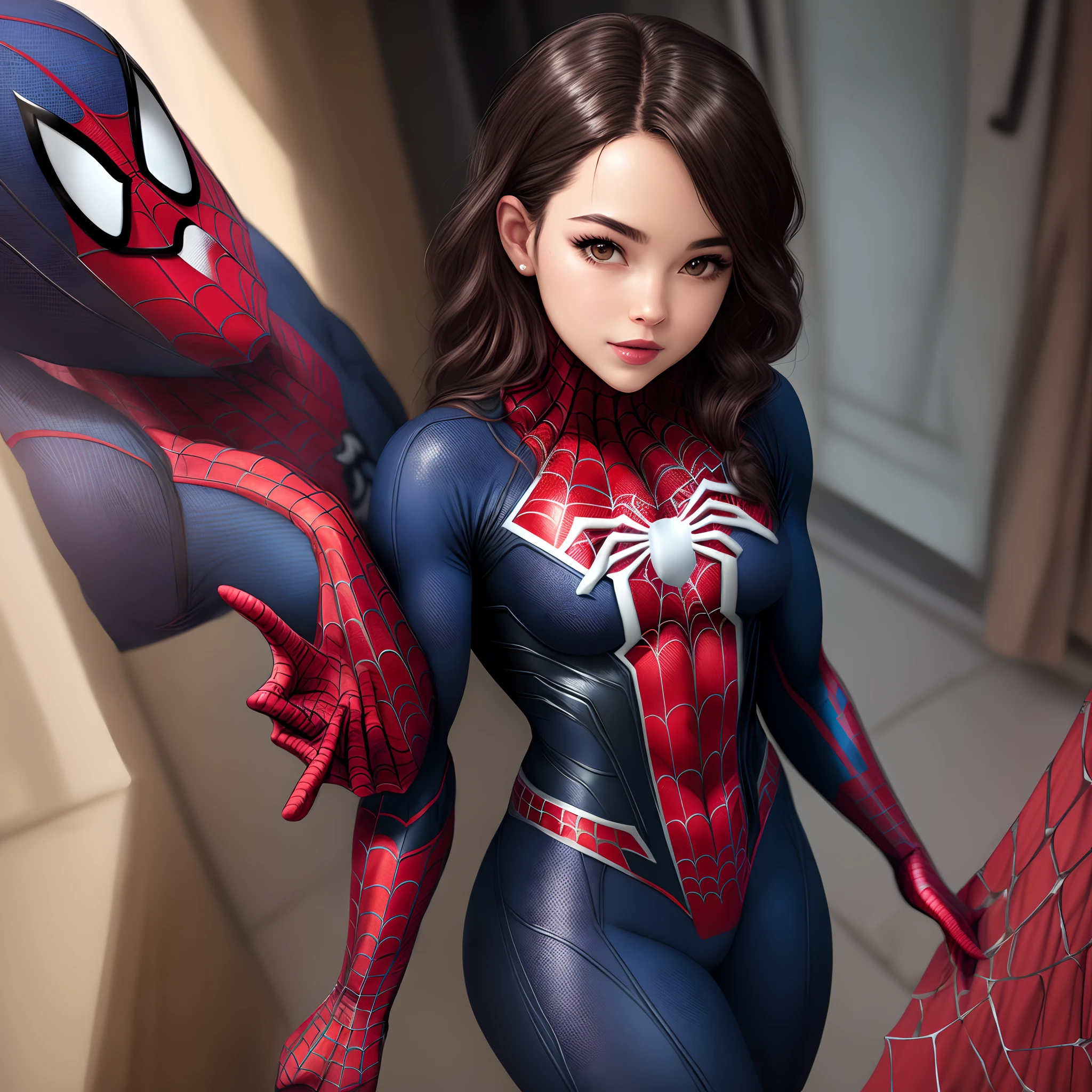 Beauty in Spider-Man clothes