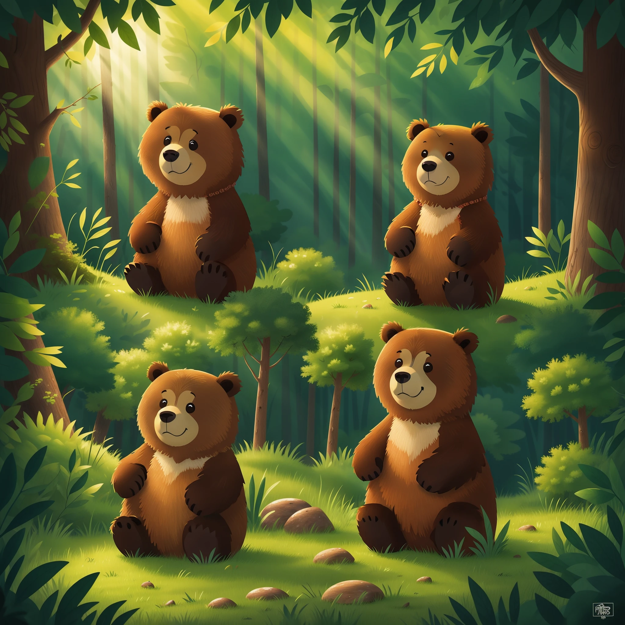Sad bear in the forest
