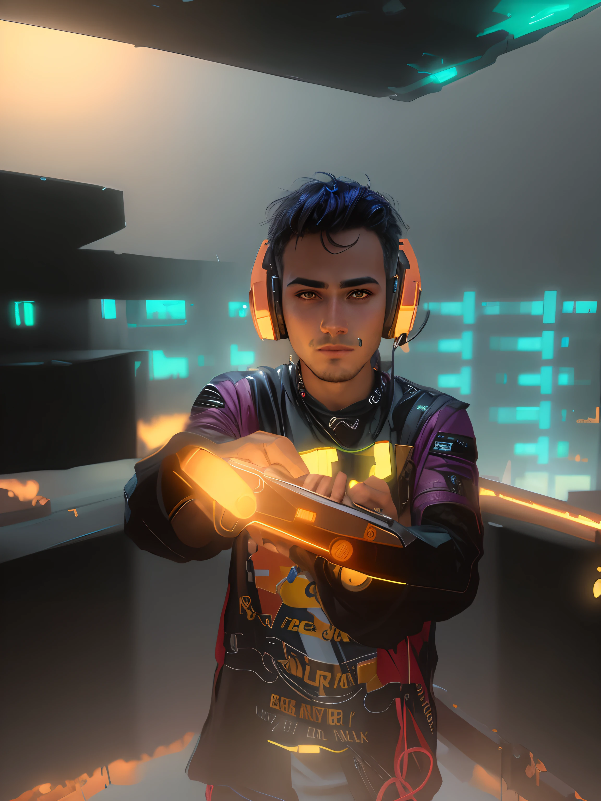 Change background cyberpunk handsome boy realistic face. 4K