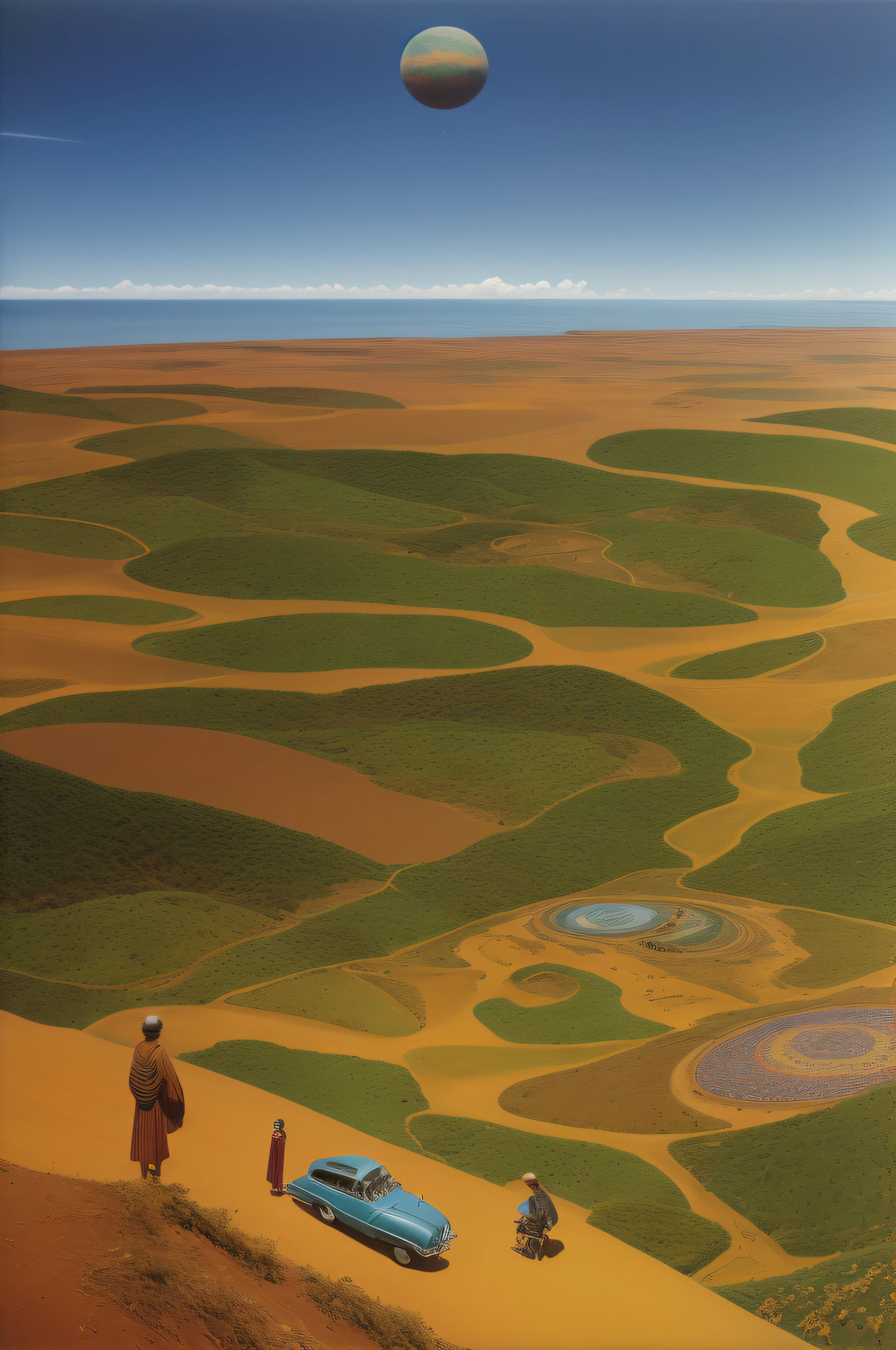 landscape, paisagem, nature, Recortes de revistas dos anos 50, surrealismo, Vindima do Futuro, scientific fiction, cores fortes, foto do filme, Grain, 35 mm, Mati Klarwein