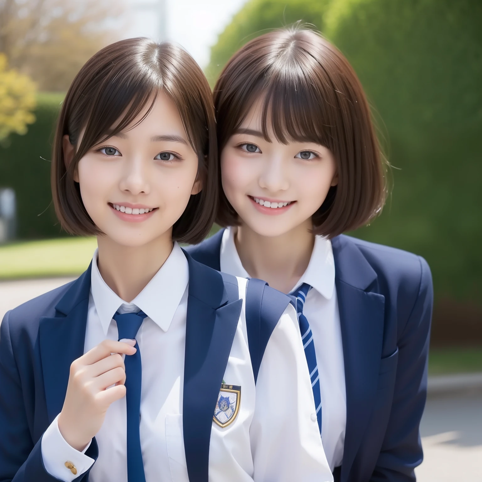 short-hair、Beautiful high school girl、in school uniform