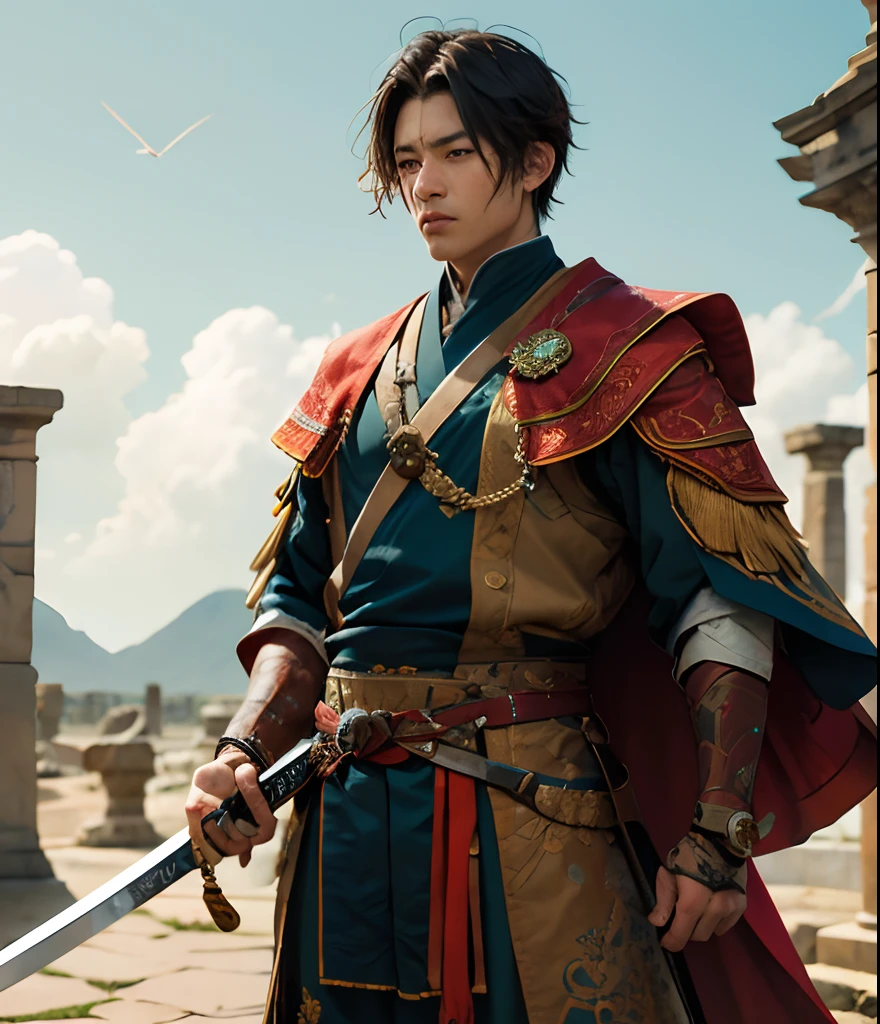 A male swordsman in ancient costume surnamed Su