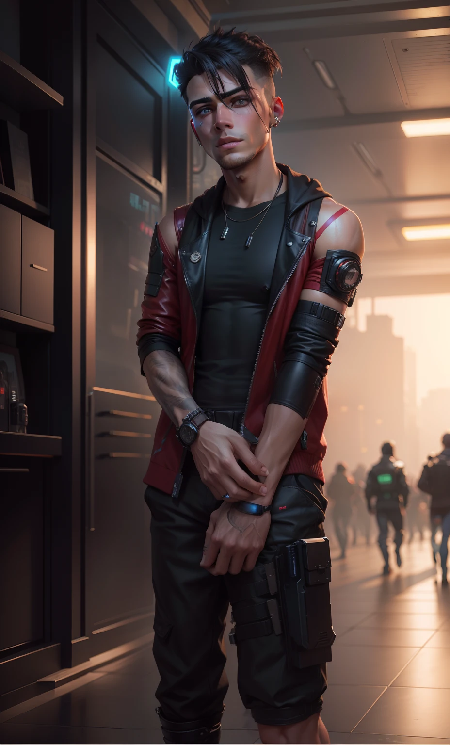 Remove background cyberpunk handsome boy, realistic face , 8k, ultra realistic