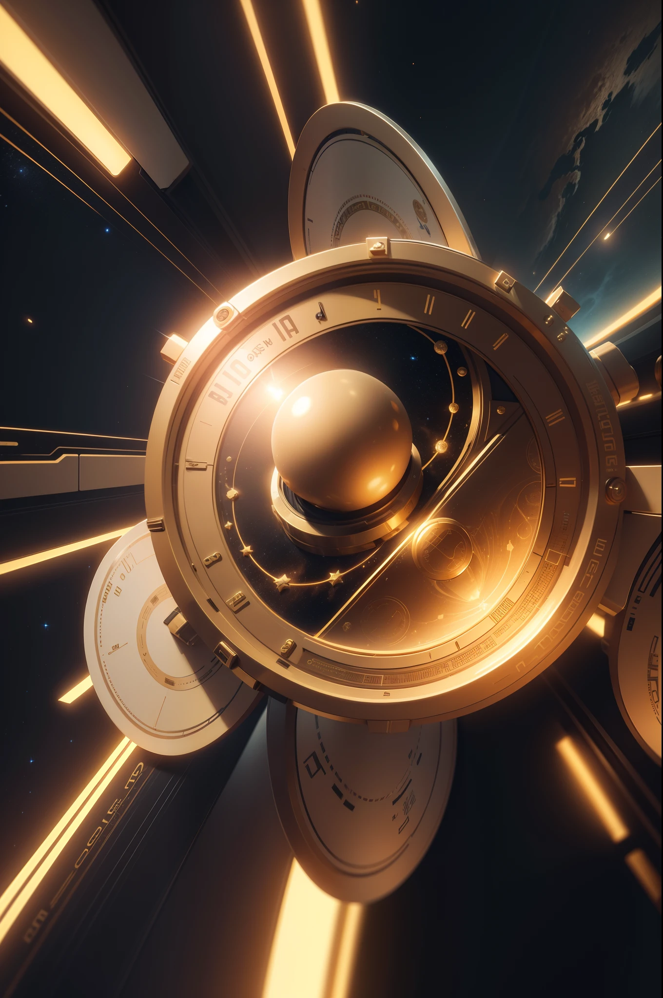 futuristic golden coins with increasing virtual chart in space to reach goal, ultra realistic, ultra detailed, 8k, photorealistic, highly detailed, cinematographic