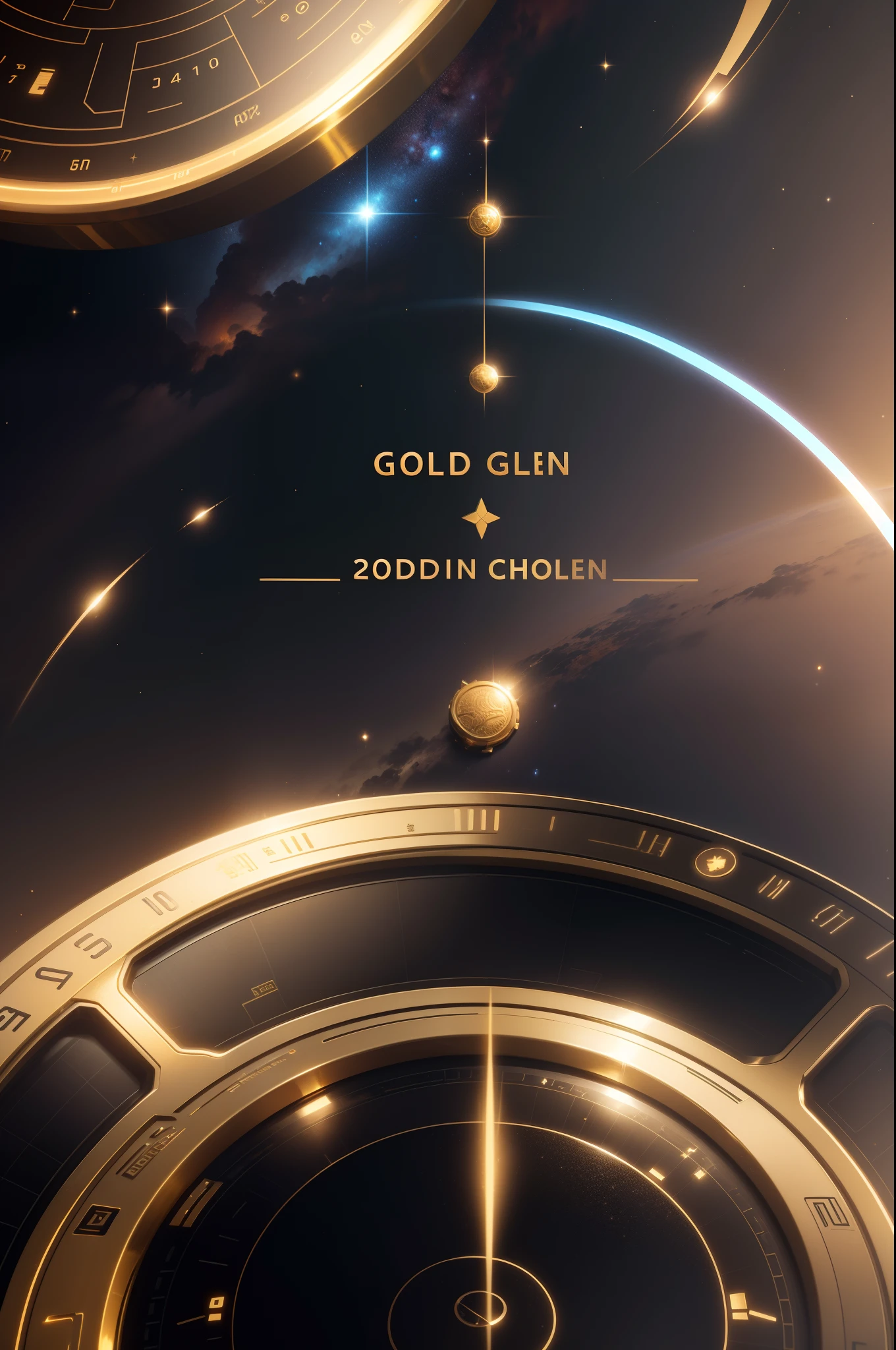 futuristic golden coins with increasing virtual chart in space to reach goal, ultra realistic, ultra detailed, 8k, photorealistic, highly detailed, cinematographic