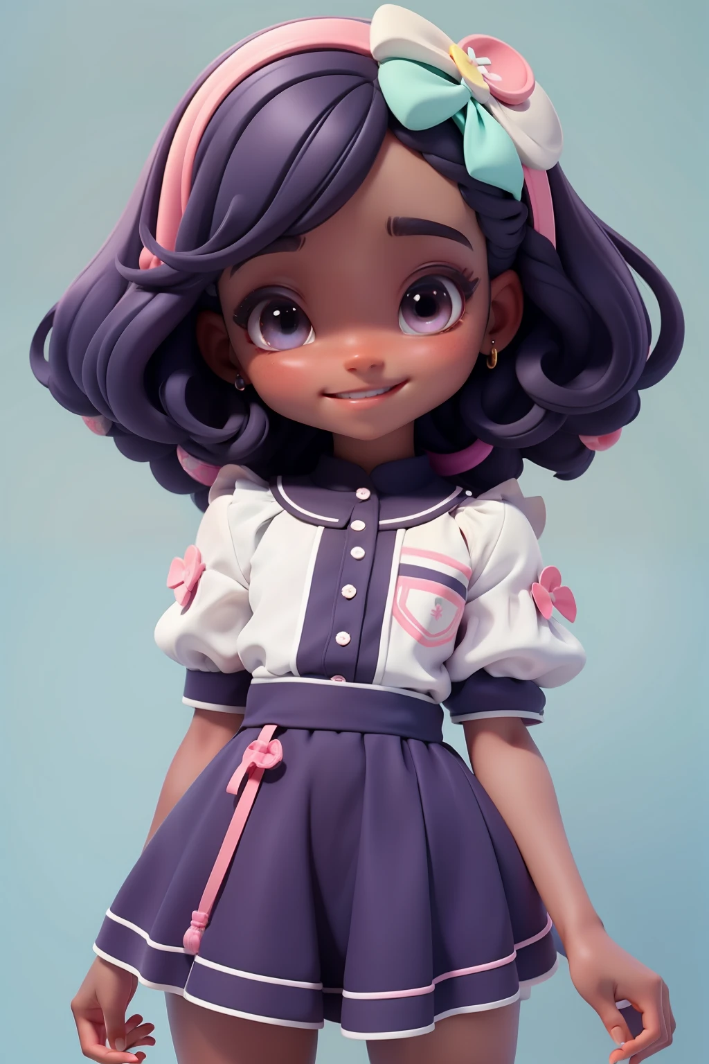 menira, roupa colorida, menina meihos delicados, cabelo e roupa multicolorido, sorriso delicado, fundo simples e branco