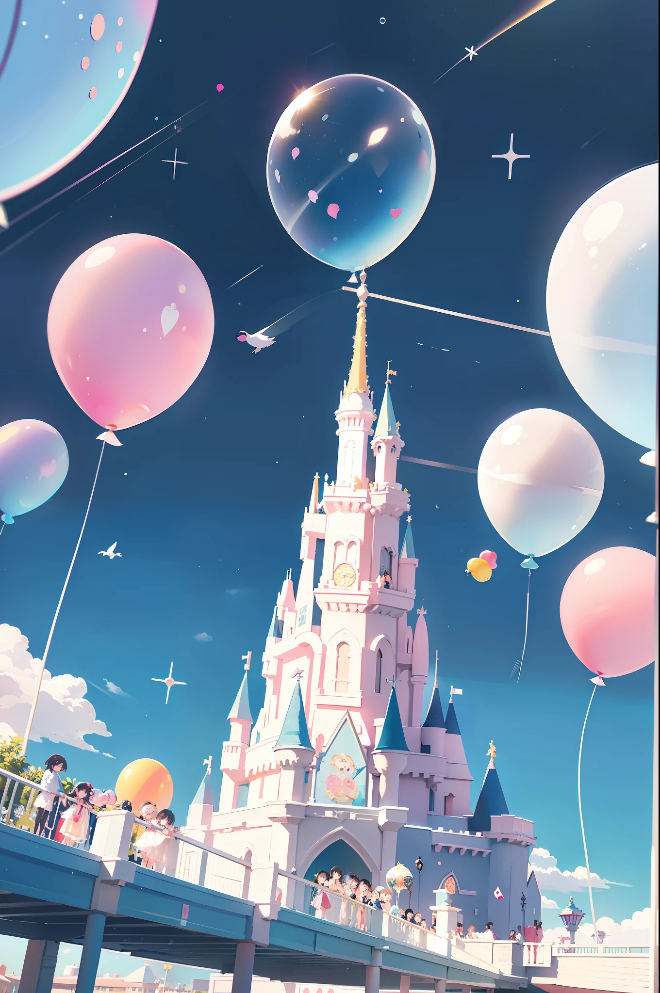 Disney Girls、An amusement park、optic、超A high resolution、Beautiful fece、kawaii、balloons、40th anniversary、Disney land