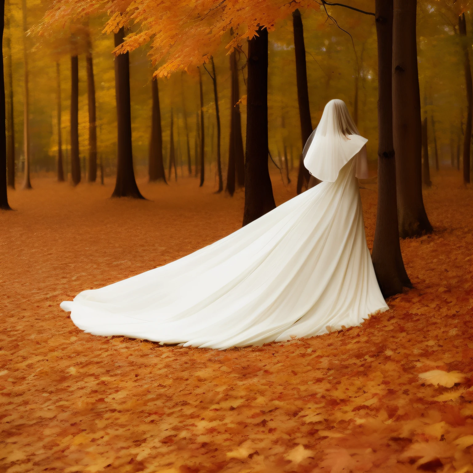 Wind blowing leaves In memory of the Autumn Voice of a marble white woman burried in the forrest leaves