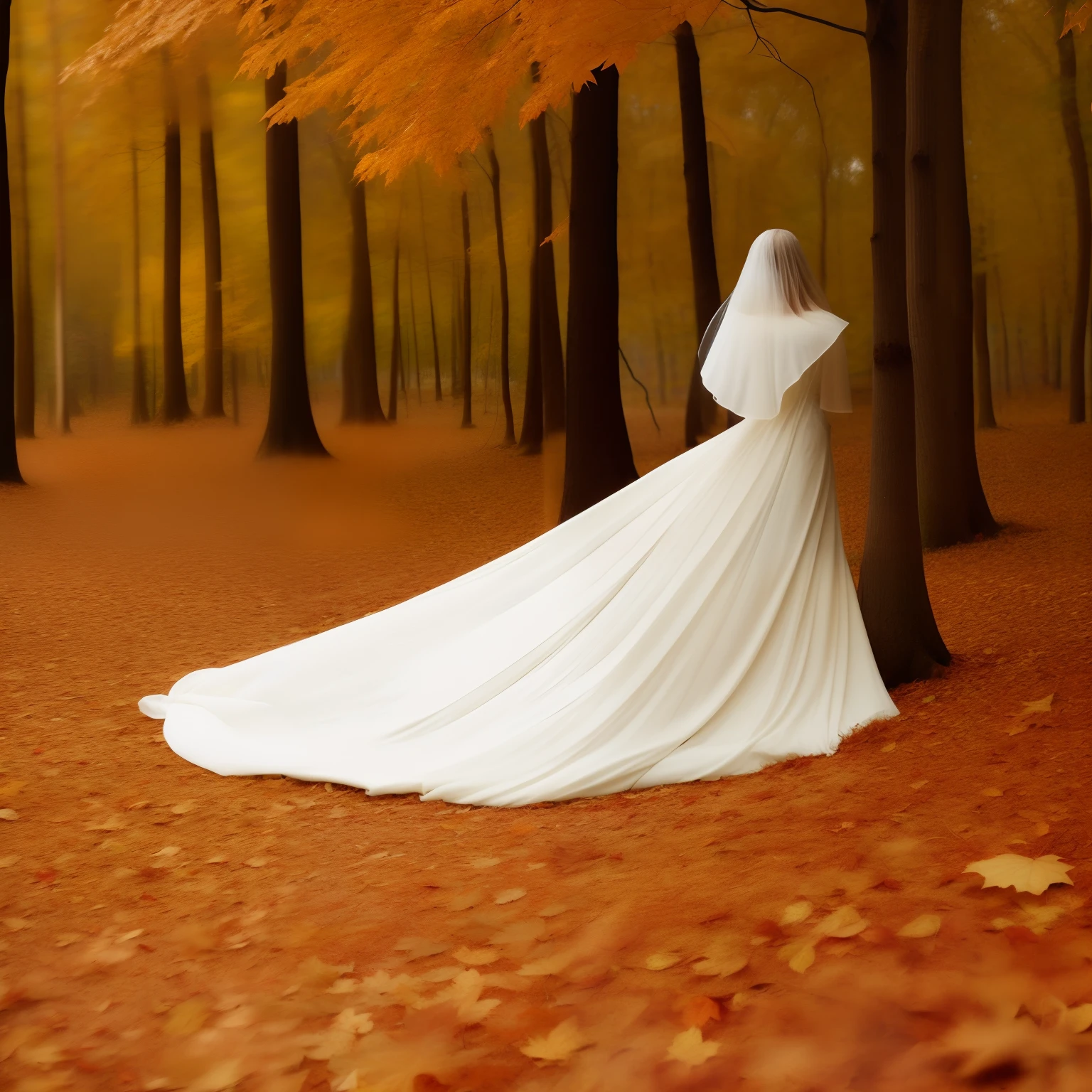 Wind blowing leaves In memory of the Autumn Voice of a marble white woman burried in the forrest leaves