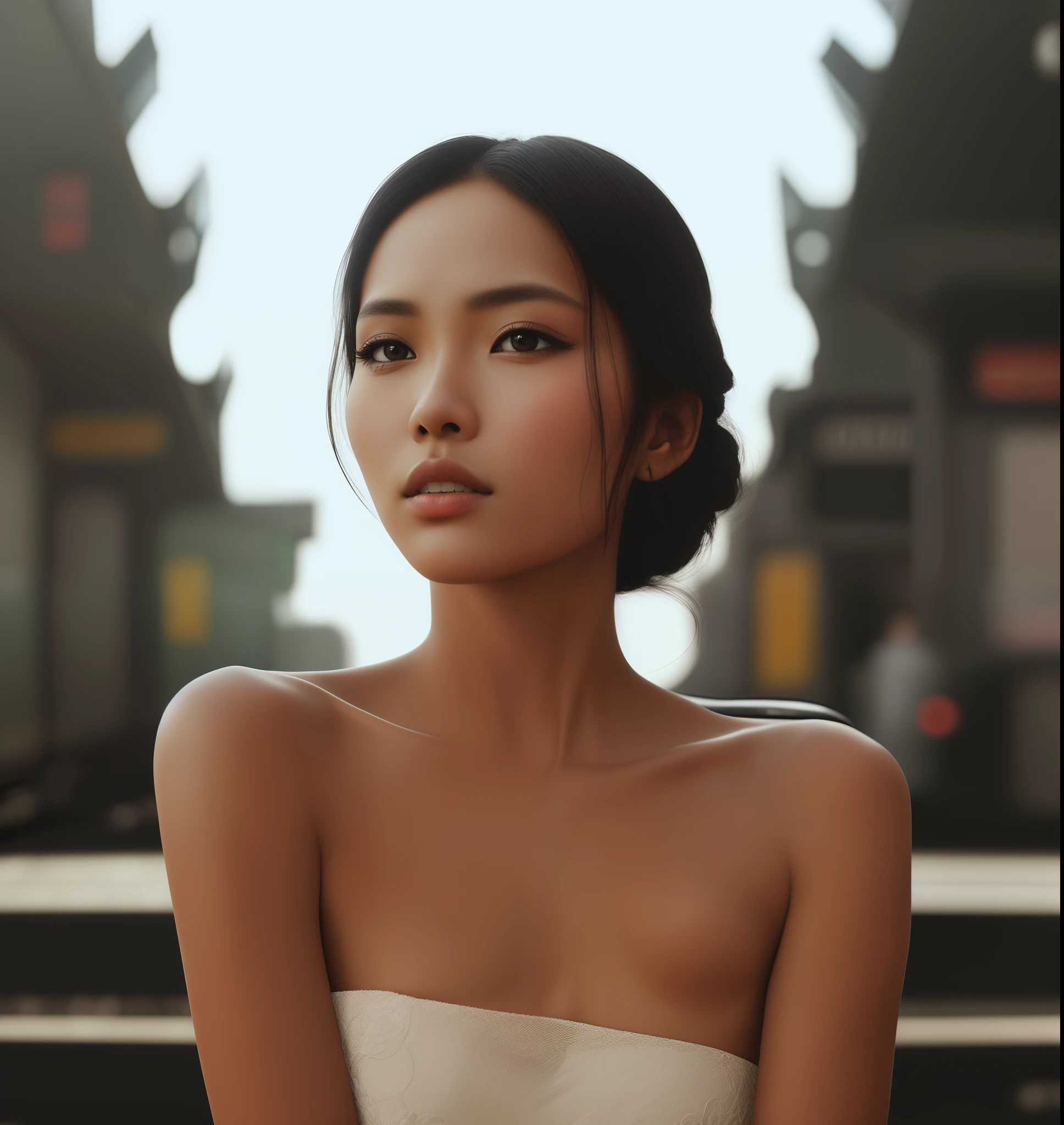 ((realism)), extremely high quality RAW photograph, detailed background, intricate, Exquisite details and textures, highly detailed, Photo of indonesia top model standing at train platform, station vibes 4k, sharp focus, high resolution, detailed skin, detailed eyes, 8k uhd, dslr, low harsh lighting, high quality, film grain, Fujifilm XT3,