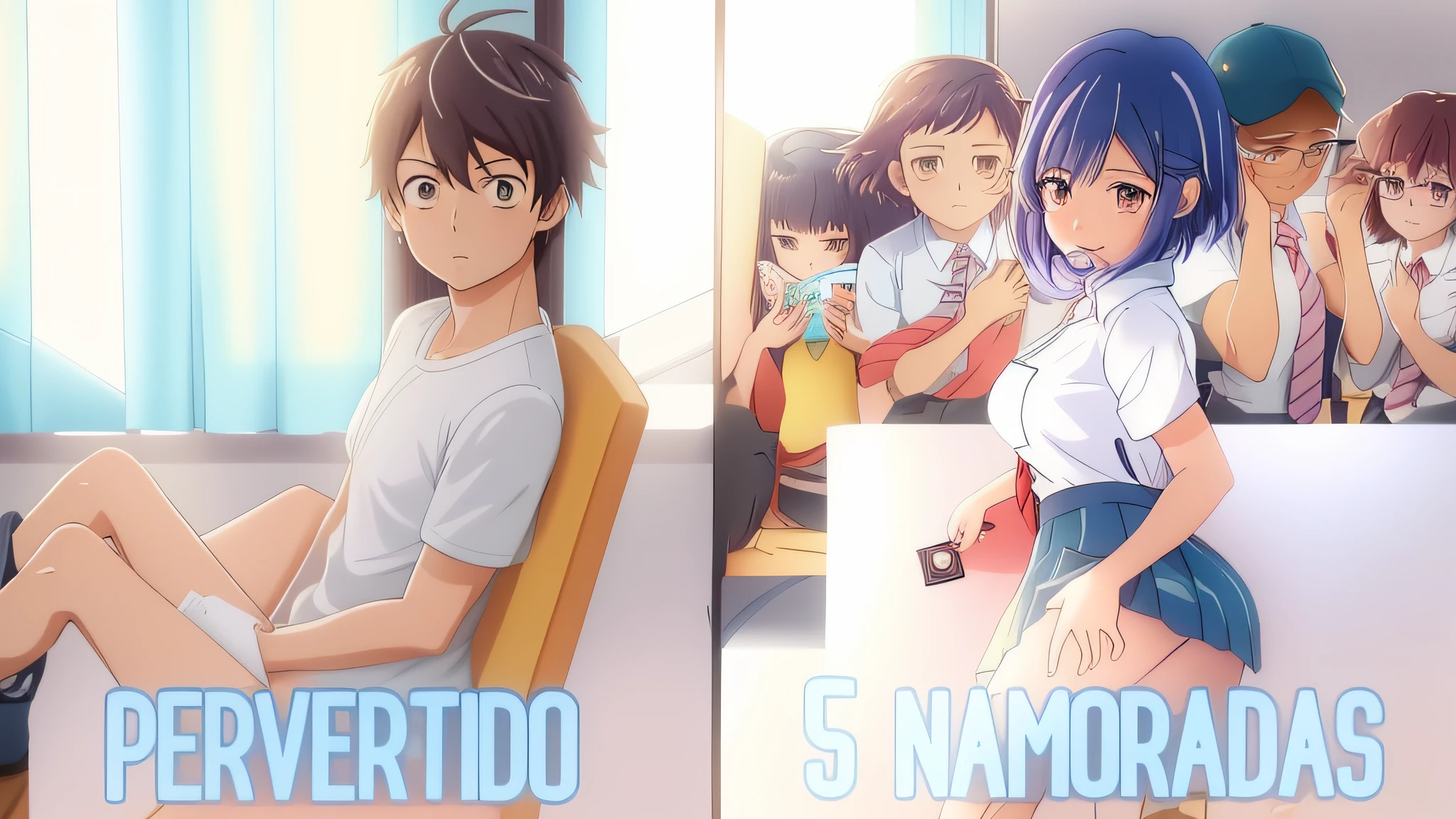 There are two pictures of a girl and a boy sitting in a classroom, cuta anime, Semi - anime realista, Realista - Anime, anime-twitter, manga anime, anime semi realista, anime melhor garota, Estilo anime, Bom anime, Anime Slice of Life, Eram oito pessoas do anime, Estilo Anime Ecchi, desenho animado, em um anime