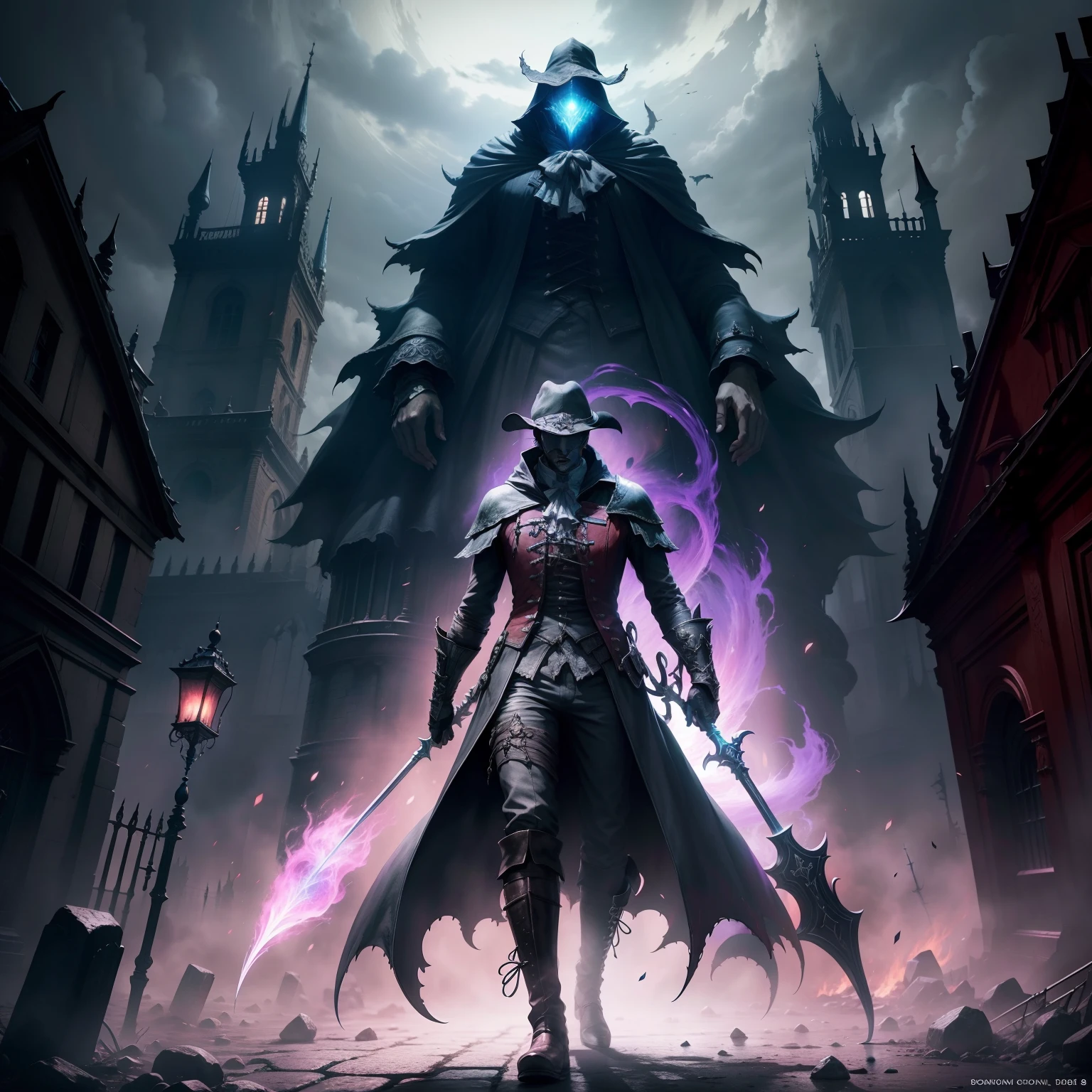 Bloodborne super colorful anime effect high resolution 8k Boss fight