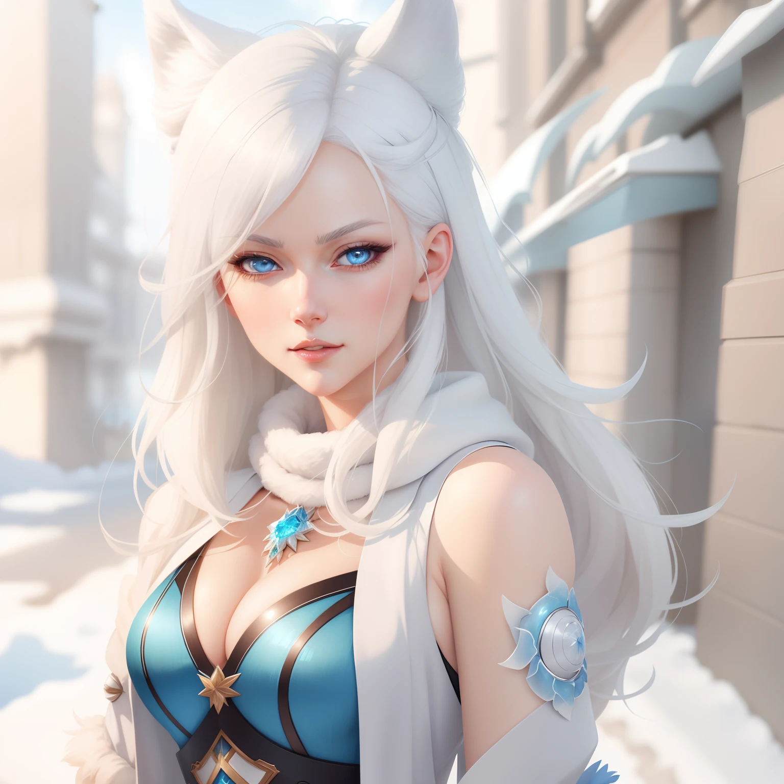 a close up of a woman with white hair and blue eyes, Fanart Meilleure ArtStation, Detailed digital anime art, Guviz-style artwork, 2. 5 D CGI anime fantasy artwork, 8K high quality detailed art, Extremely detailed Artgerm, Guweiz on ArtStation Pixiv, Artgerm on ArtStation Pixiv