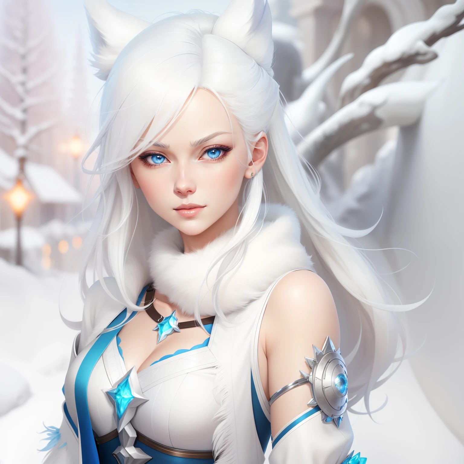 a close up of a woman with white hair and blue eyes, Fanart Meilleure ArtStation, Detailed digital anime art, Guviz-style artwork, 2. 5 D CGI anime fantasy artwork, 8K high quality detailed art, Extremely detailed Artgerm, Guweiz on ArtStation Pixiv, Artgerm on ArtStation Pixiv
