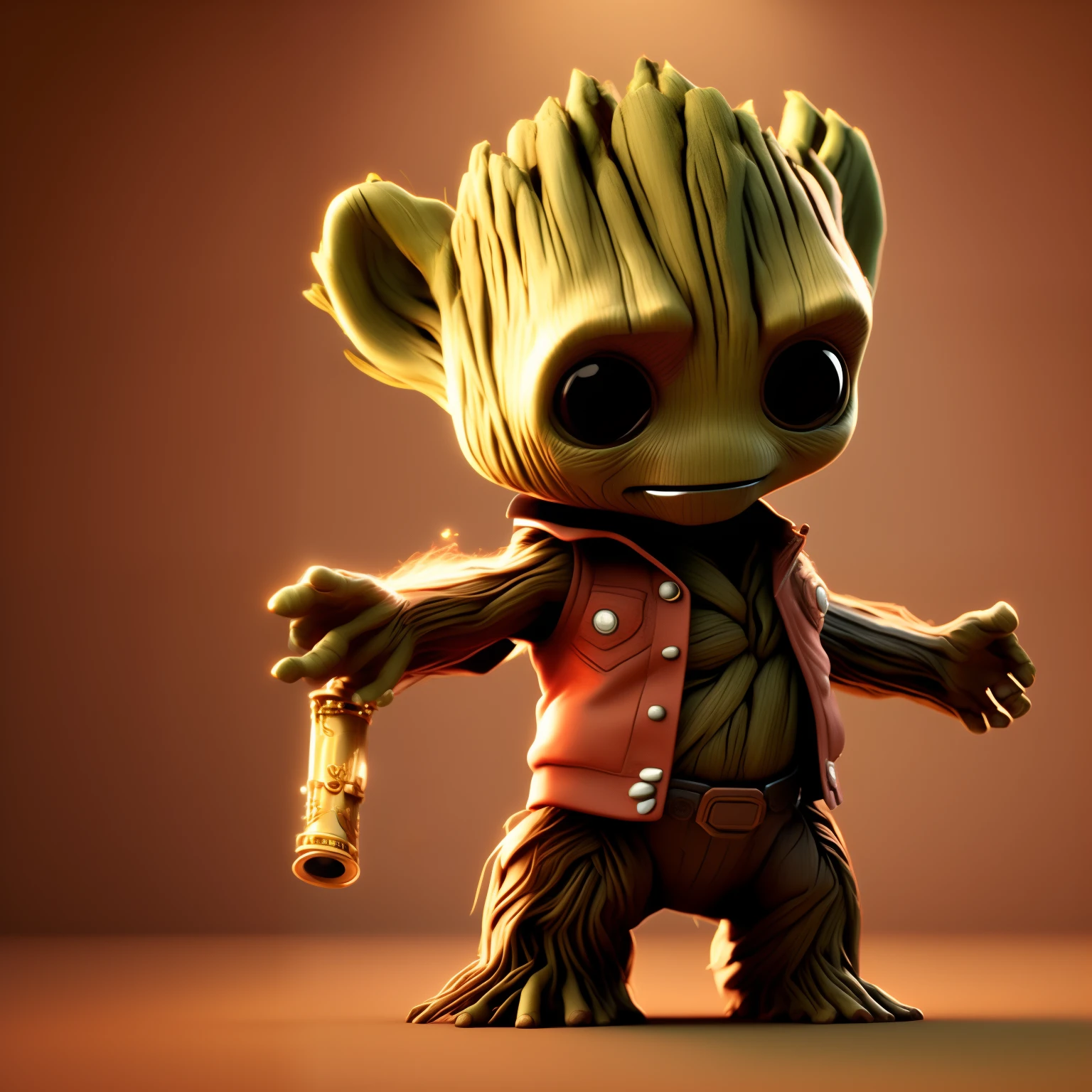 Baby Groot com saxofone