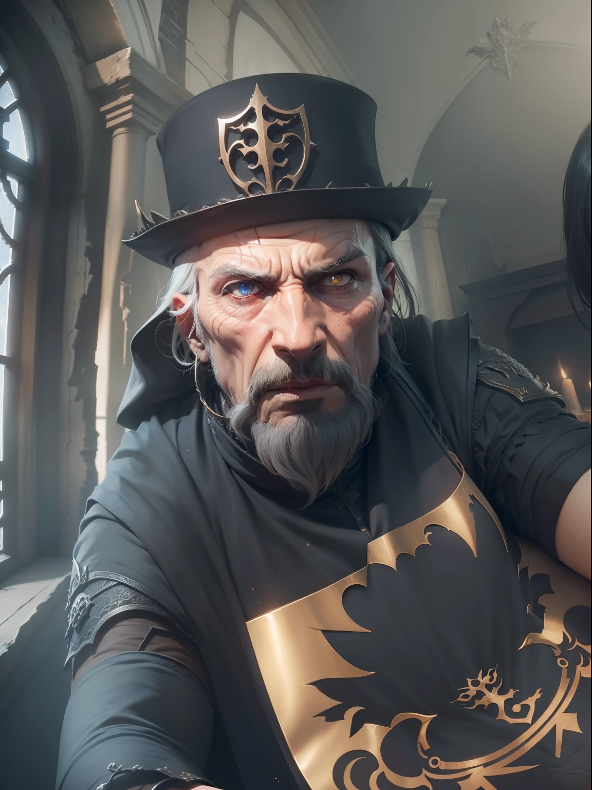 (extremely detailed 8k wallpaper), a medium shot photo of a fearful necromancer, intricate, high detail, dramatic
