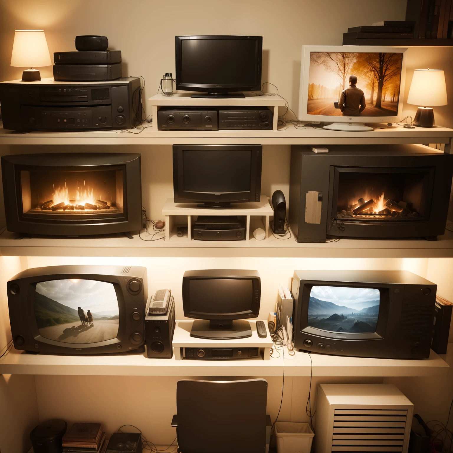 Make me a picture that demonstrates the evolution of television,in an easy way to understand what is to be conveyed through the image.