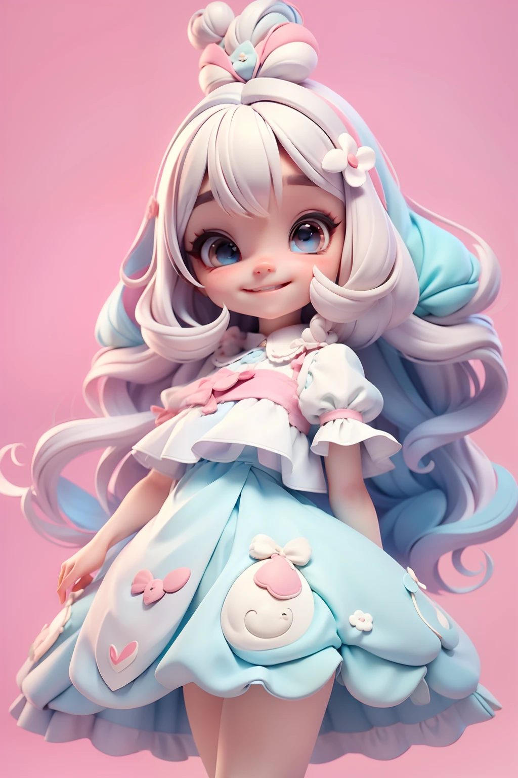 Loli Alice Wonderland, segurando um baby coelho branco, roupa colorida, menina meiga, olhos delicados, cabelo e roupa multicolorido, sorriso delicado, fundo simples e branco
