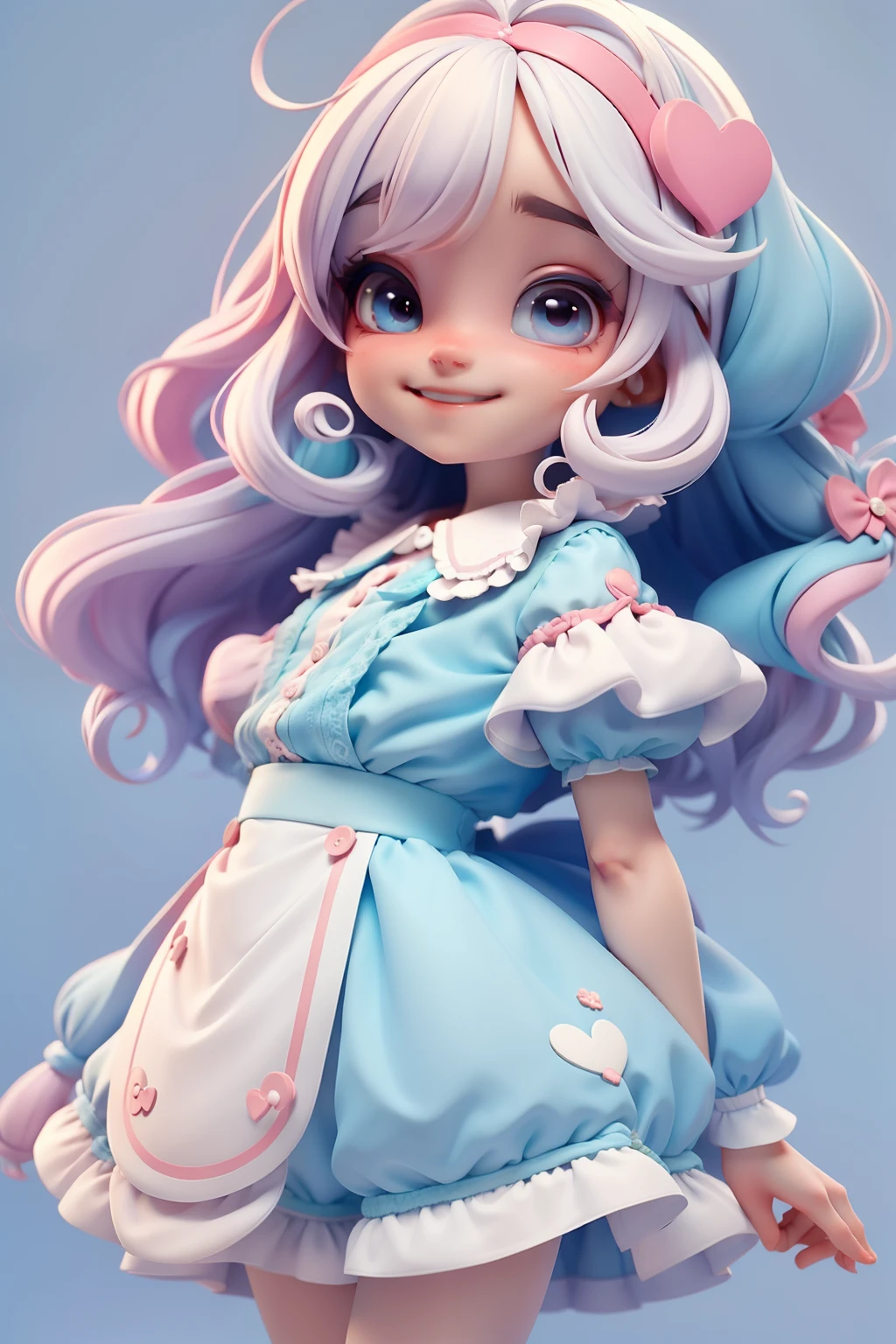 Loli Alice Wonderland, roupa colorida, menina meiga, olhos azuis delicados, cabelo loiro claro, e roupa multicoloridos , sorriso delicado, fundo simples e branco