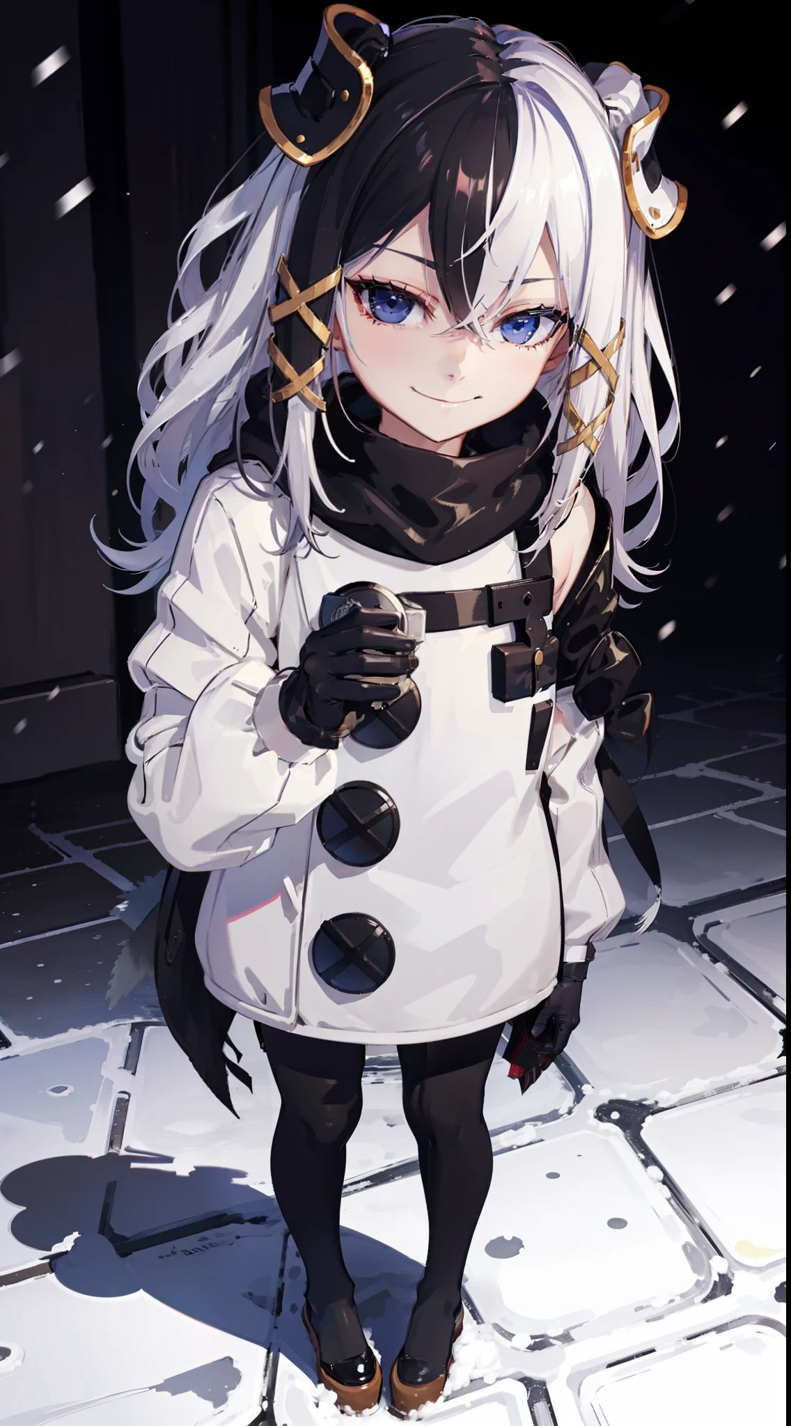 winter, winter outfit, snow, parka, naughty smile, domineering smile, arrogant expression, cocky, cold