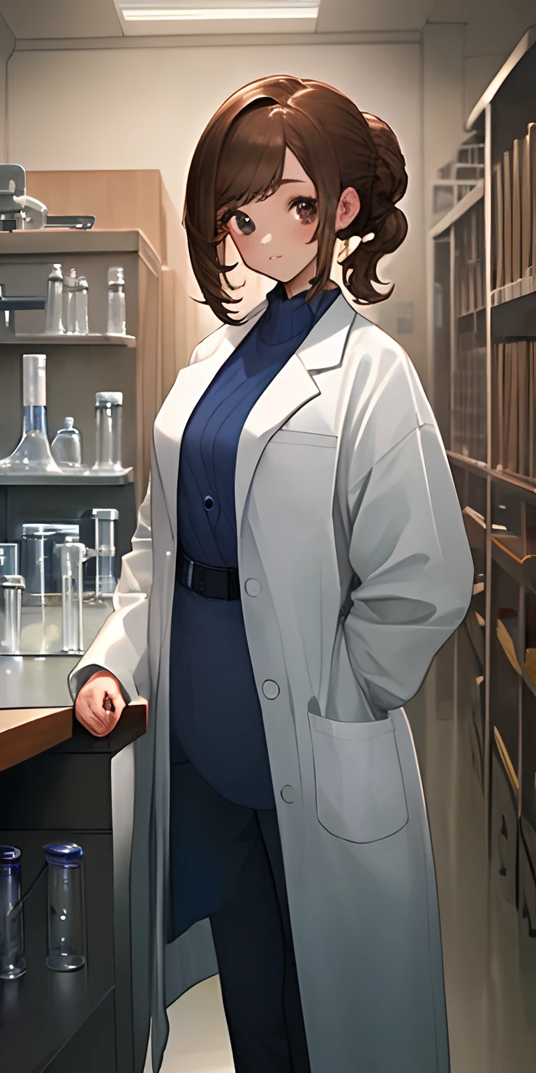 (masterpiece, best quality),1girl, human, scientist, lab coat, looking at viewer