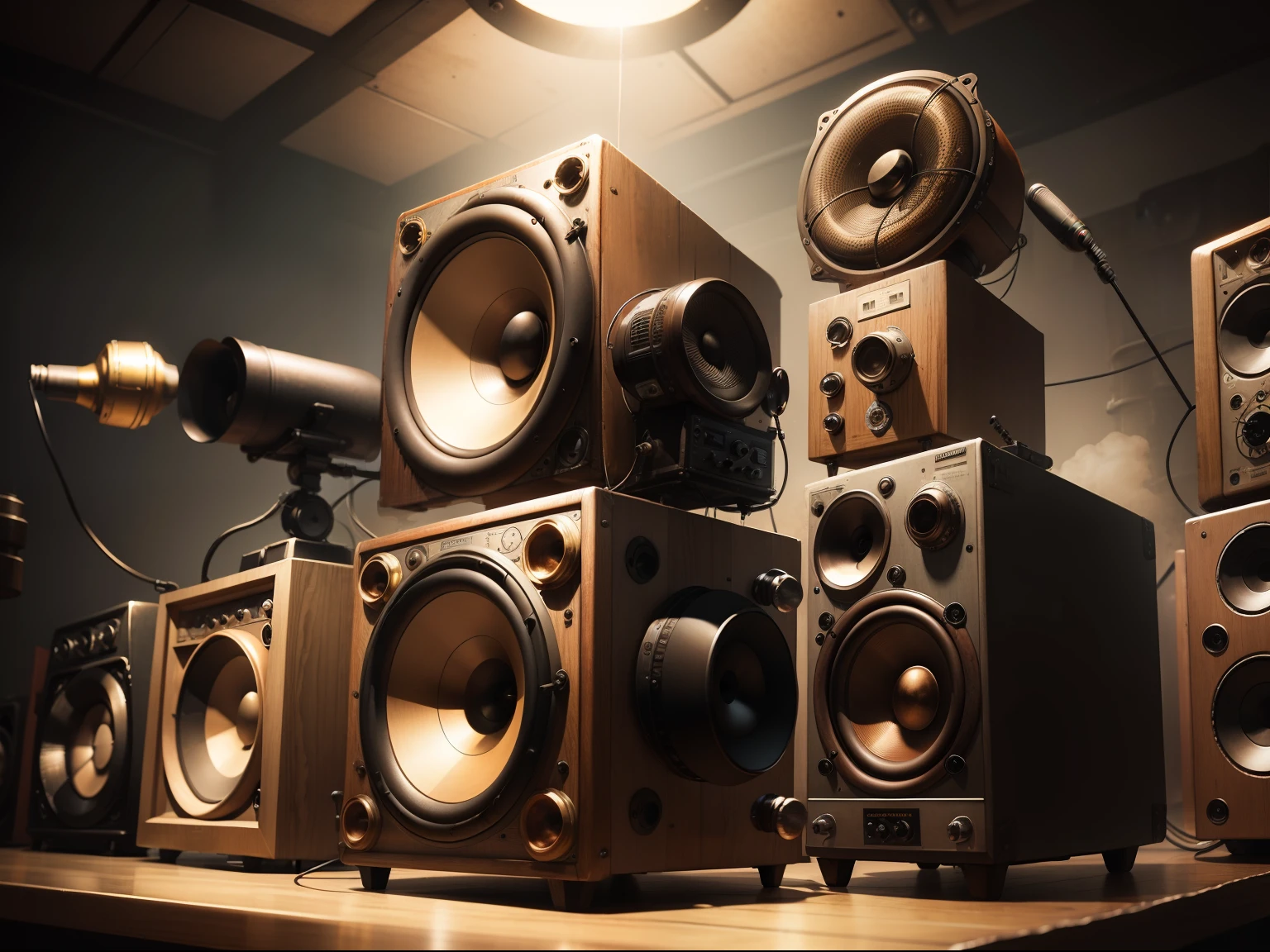 Radioamador retro, Oldie, microfone, knobs, big  Dial, Valves, woofer, speakers, anos 50, anos 40, Steampunk