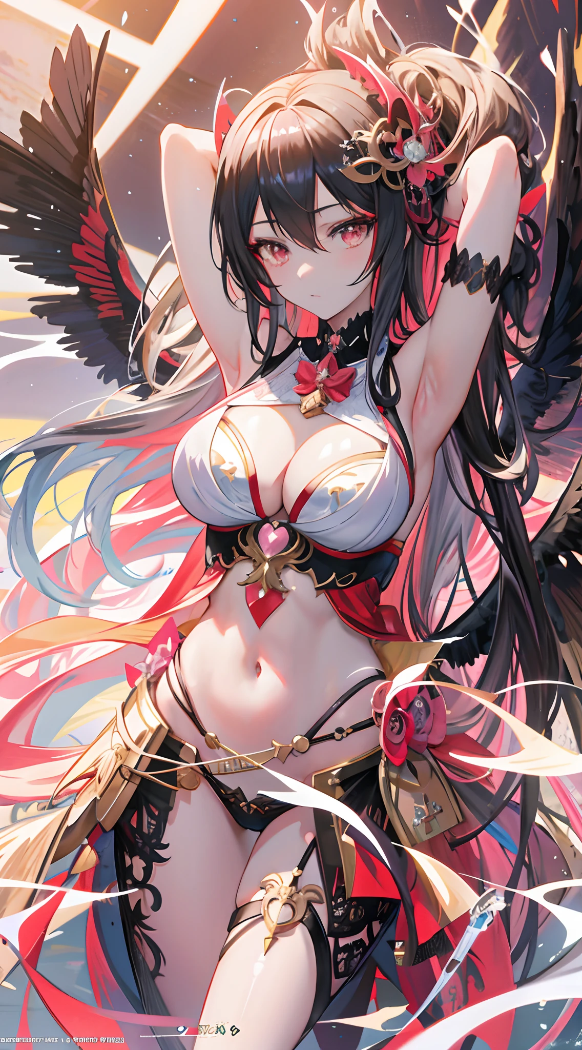 Anime girl posing with long hair and wings in bikini, Anime goddess, Detailed digital anime art, detailed anime art, Detailed anime artwork, 8K high quality detailed art, Guweiz on ArtStation Pixiv, Best anime 4k konachan wallpaper, Guweiz in Pixiv ArtStation, beautiful fantasy anime, advanced digital anime art, seductive anime girls