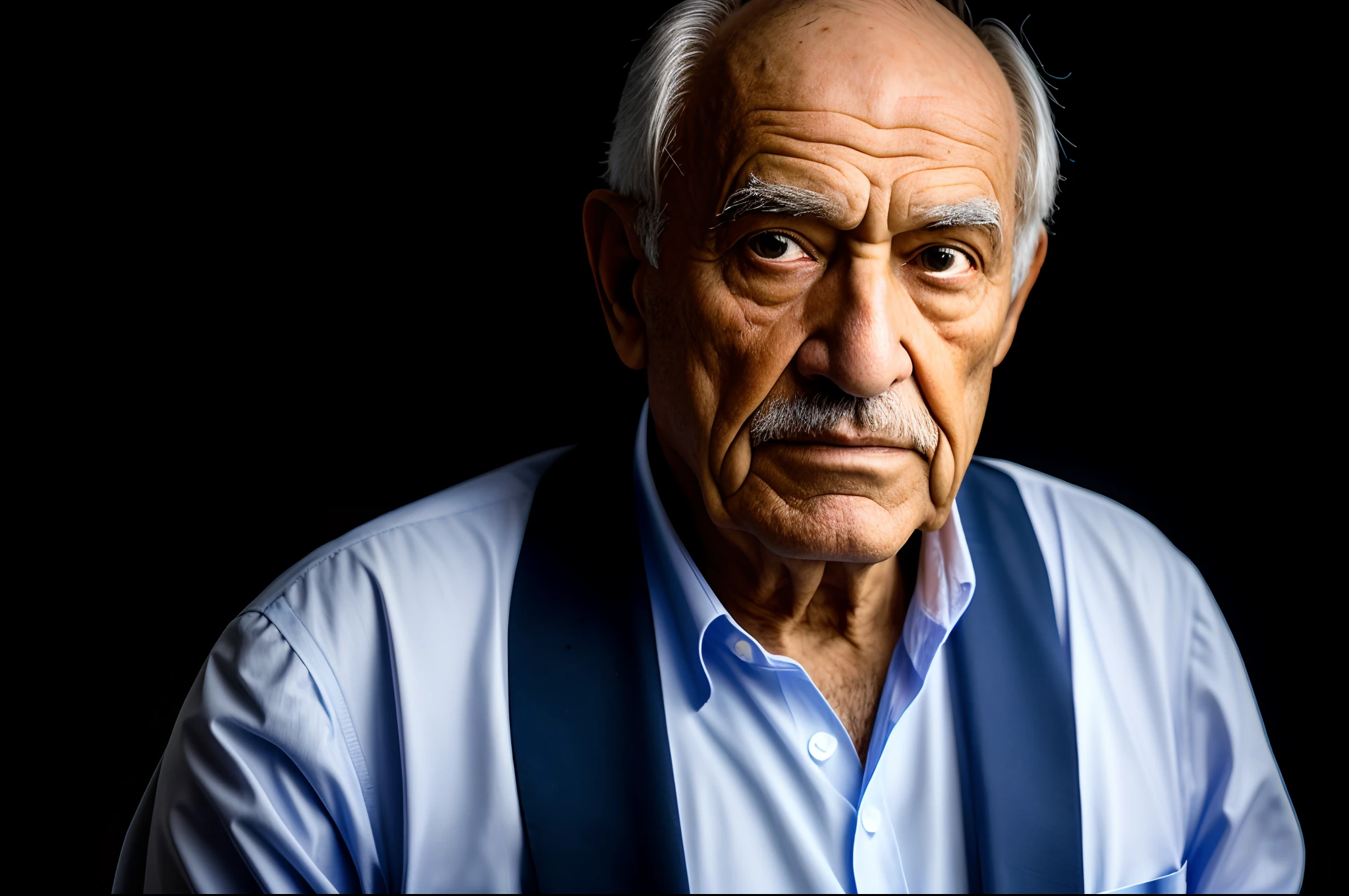 homem de meia-idade em um terno velho de pobre, sharp focus black background