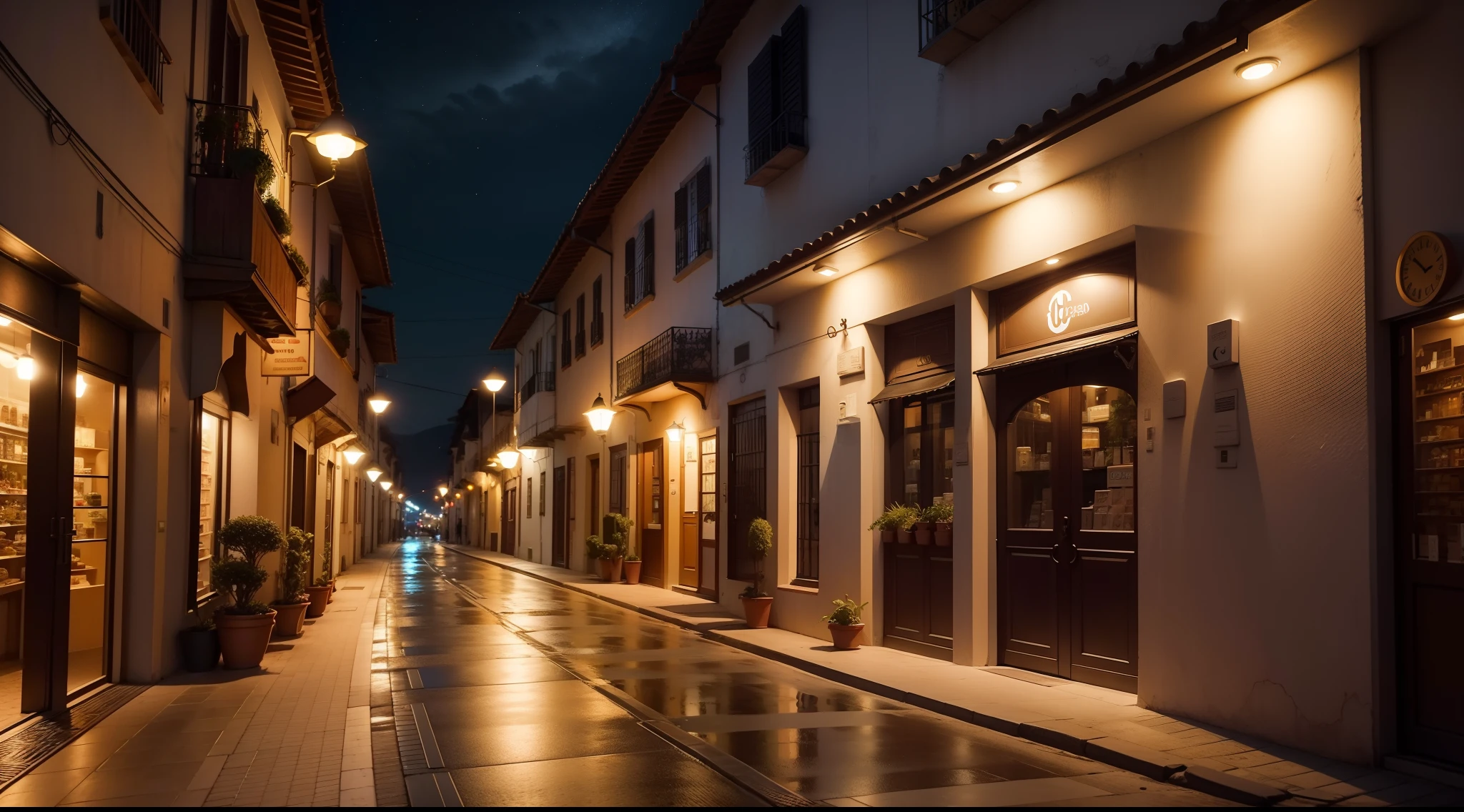 Casa comercial visto da rua, in the nighttime, atmosfera tensa