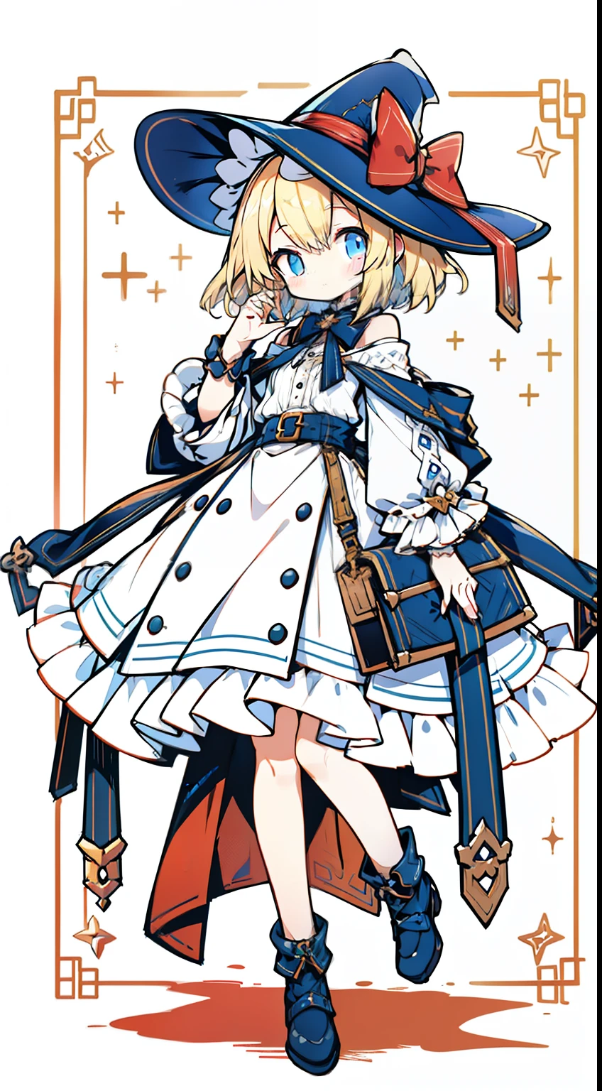 full body Esbian、Standing picture、One girl、​masterpiece、top-quality、Top image quality、a blond、cute little、Medium hair、Street Fashion、Hats、With the brim of a hat