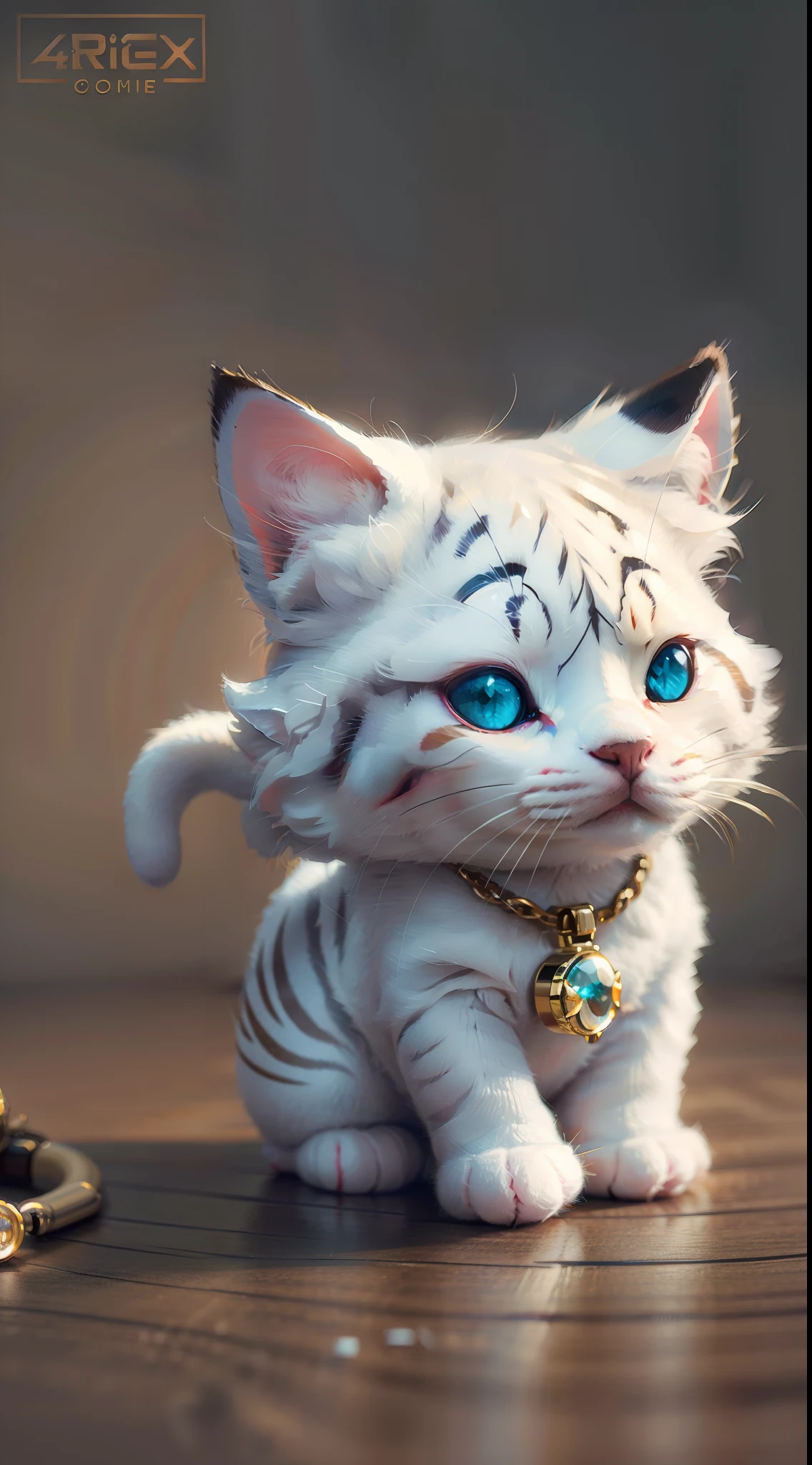 Cute hyper-realistic little white cat with different colors of eyes, wearing a necklace, chibi, cute and fluffy, logo design, cartoon, movie lighting effects, charming, 3D vector art, cute quirky, fantasy art, background blurring, hand drawing, digital painting, soft lighting, isometric style, 4K resolution, realistic rendering, highly detailed clean, vector images, realistic masterpieces, professional photography, simple space background, flat white background, isometric, vibrant vector